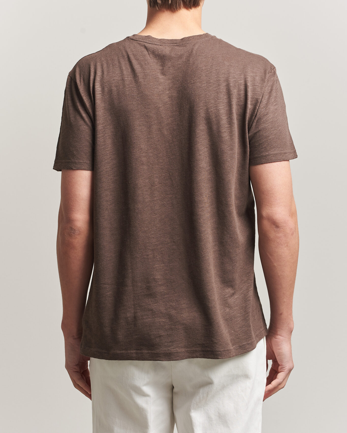 Mies | T-paidat | Sunspel | Pima Cotton/Linen T-Shirt Dark Walnut