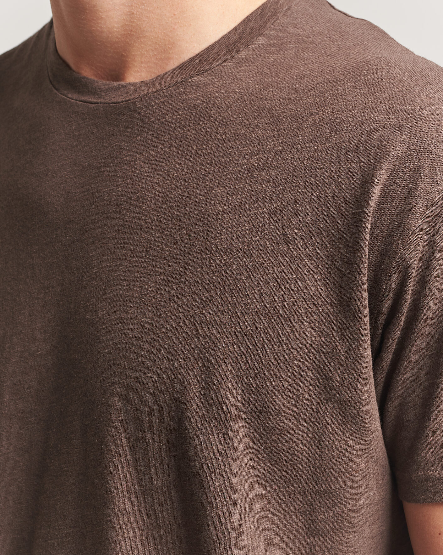 Mies | T-paidat | Sunspel | Pima Cotton/Linen T-Shirt Dark Walnut