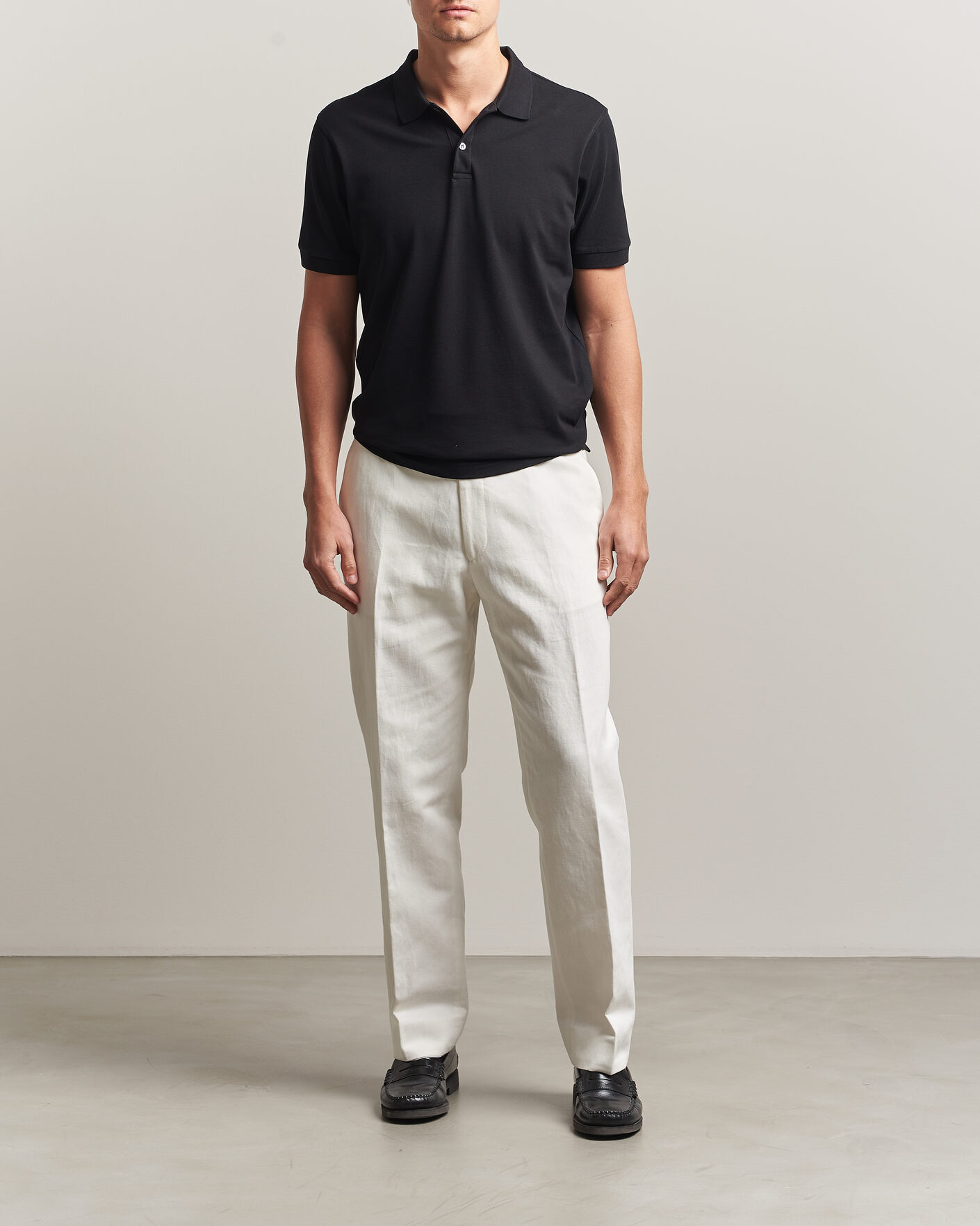 Mies | Pikeet | Sunspel | Short Sleeve Pique Polo Black