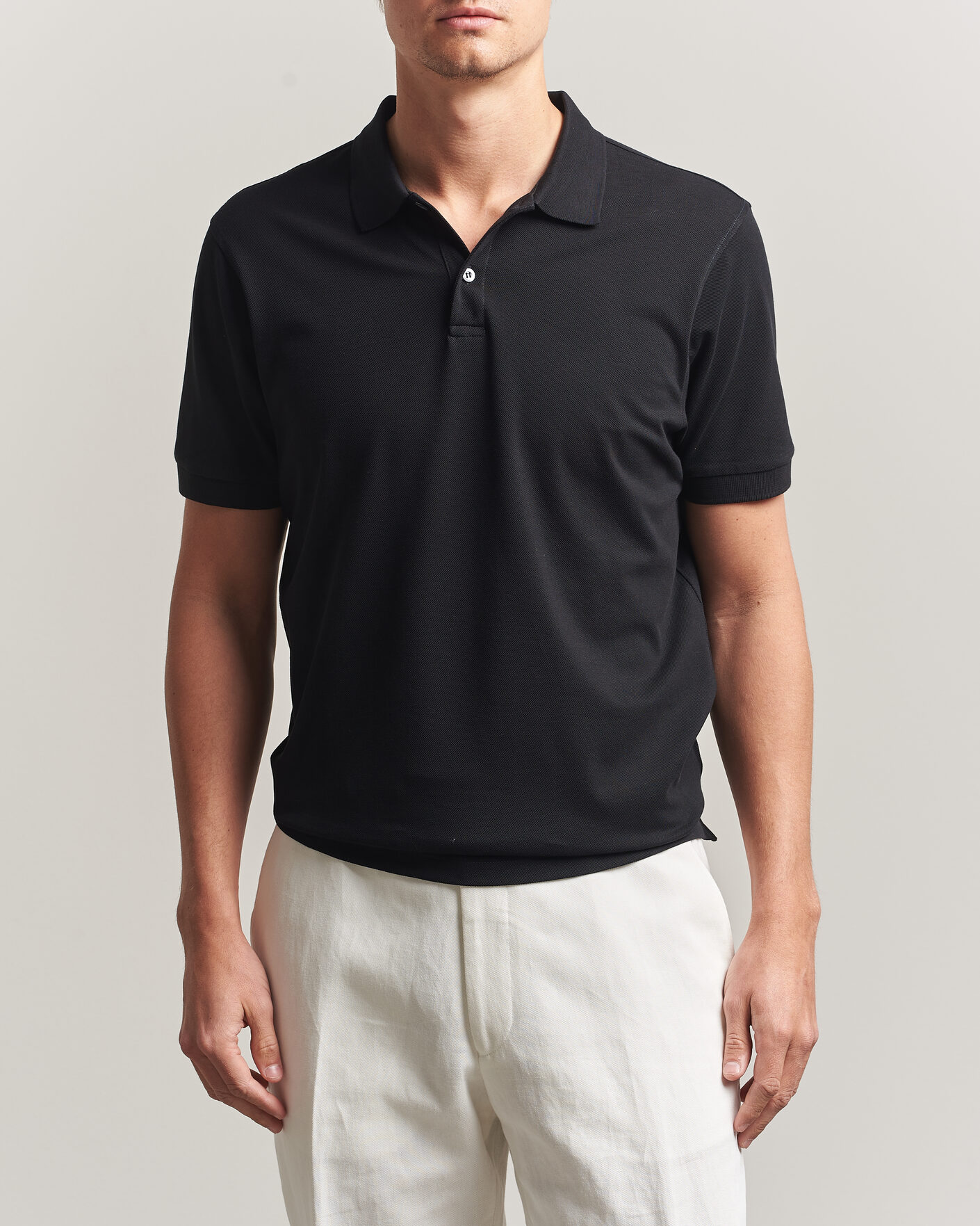 Mies | Pikeet | Sunspel | Short Sleeve Pique Polo Black