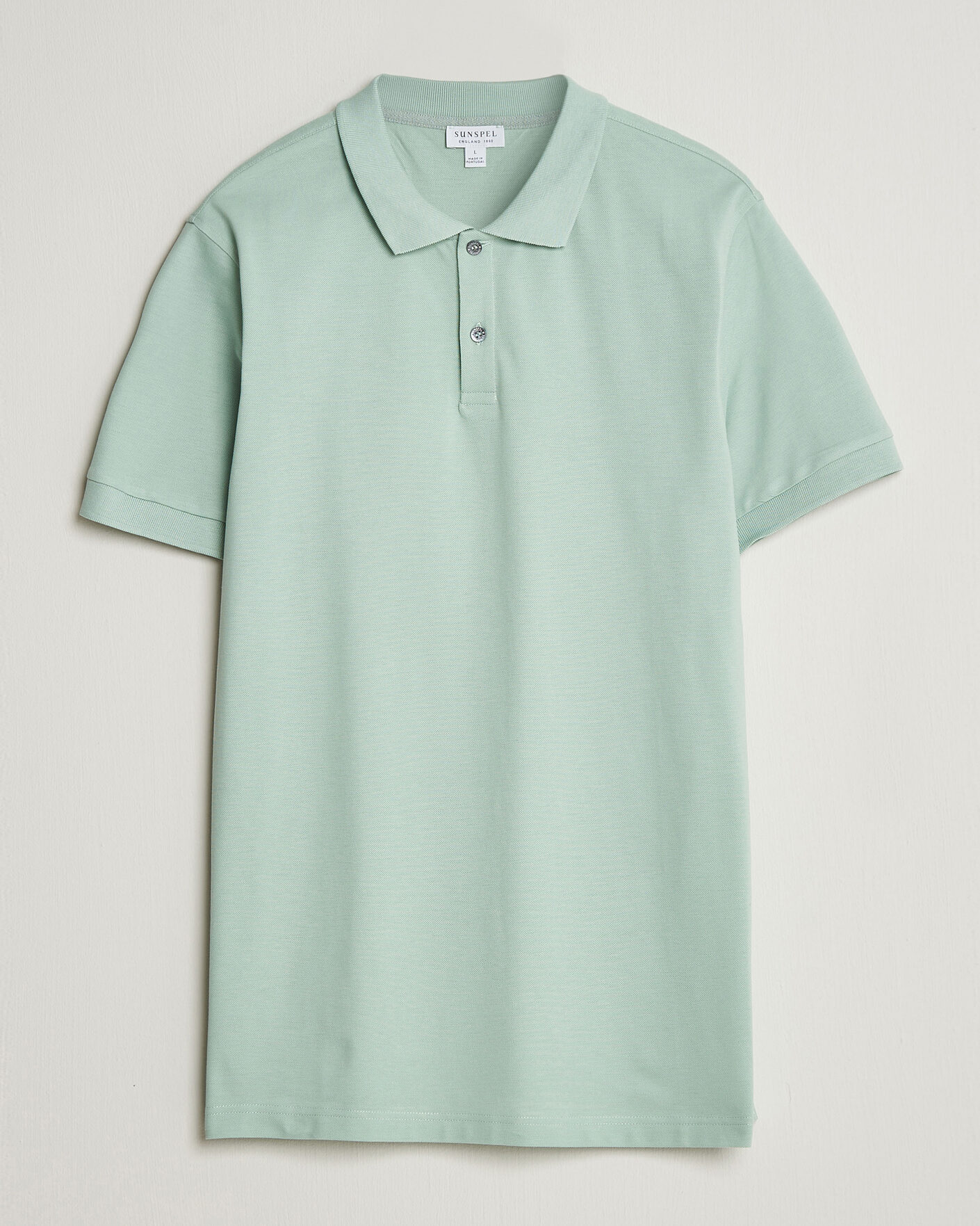Mies | Pikeet | Sunspel | Short Sleeve Pique Polo Laurel Green