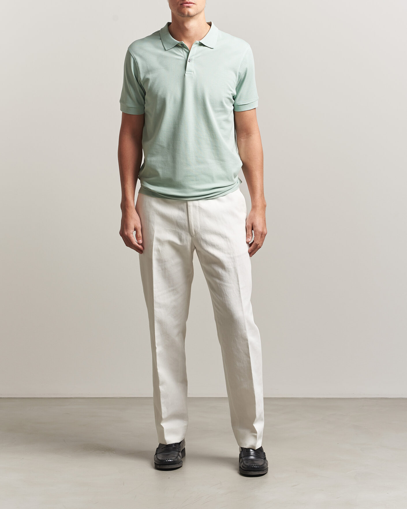 Mies | Pikeet | Sunspel | Short Sleeve Pique Polo Laurel Green