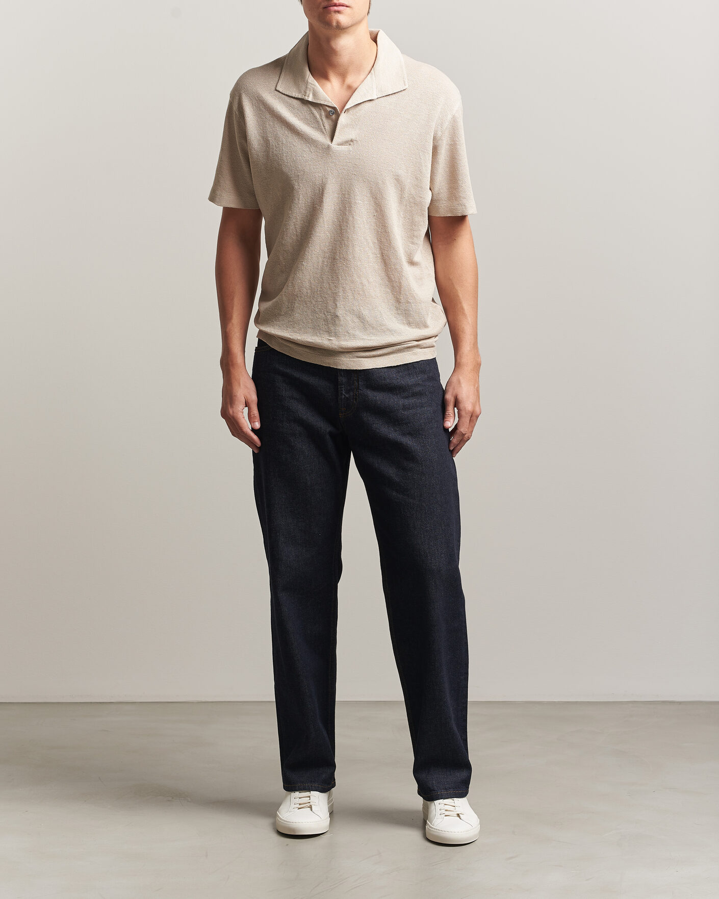 Mies | Pikeet | Sunspel | Linen Pique Polo Hazelwood