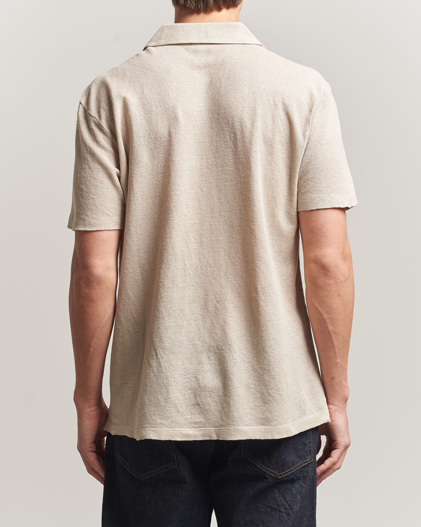 Mies | Pikeet | Sunspel | Linen Pique Polo Hazelwood