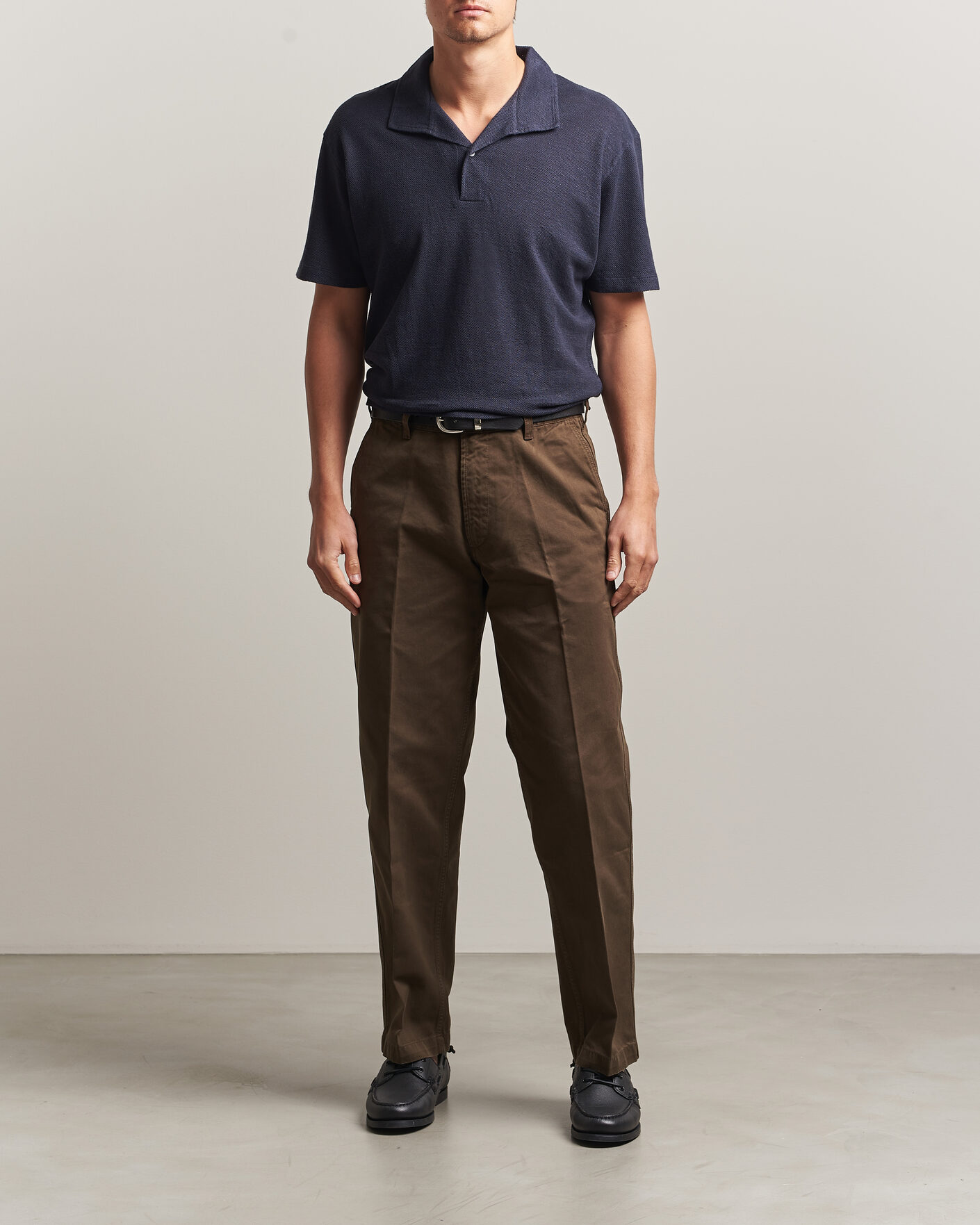 Mies | Pikeet | Sunspel | Cotton/Linen Pique Polo Navy