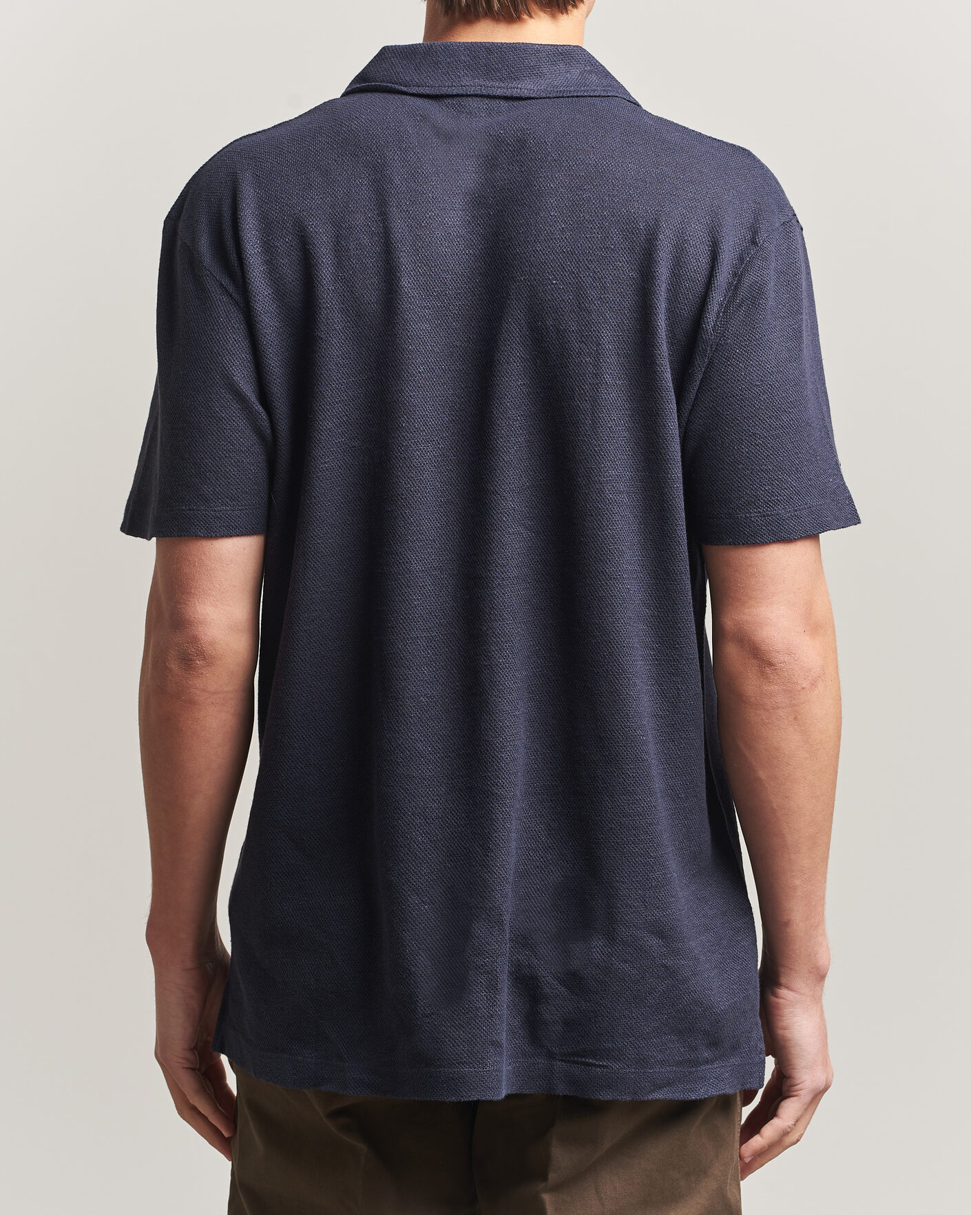 Mies | Pikeet | Sunspel | Cotton/Linen Pique Polo Navy