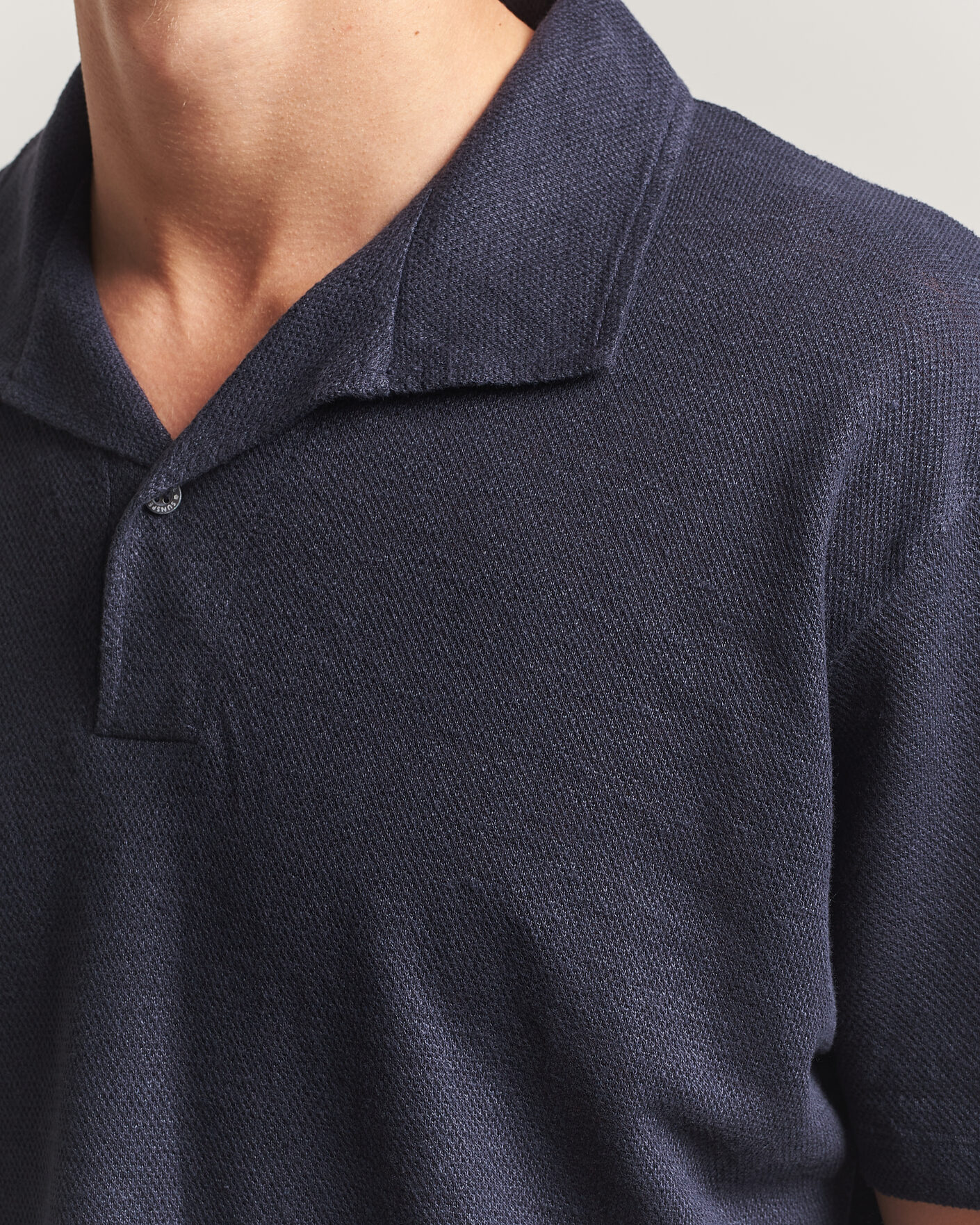 Mies | Pikeet | Sunspel | Cotton/Linen Pique Polo Navy