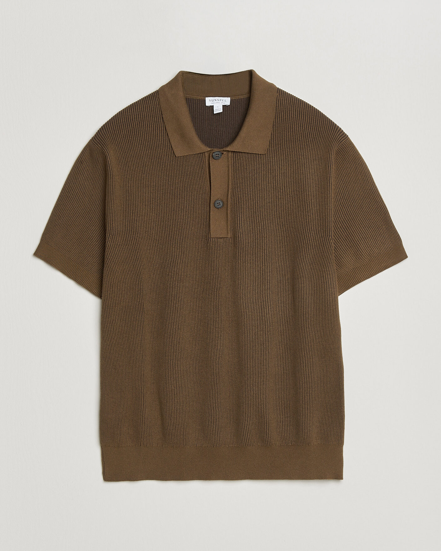 Mies | Pikeet | Sunspel | Knitted Cotton Rib Polo Bronze