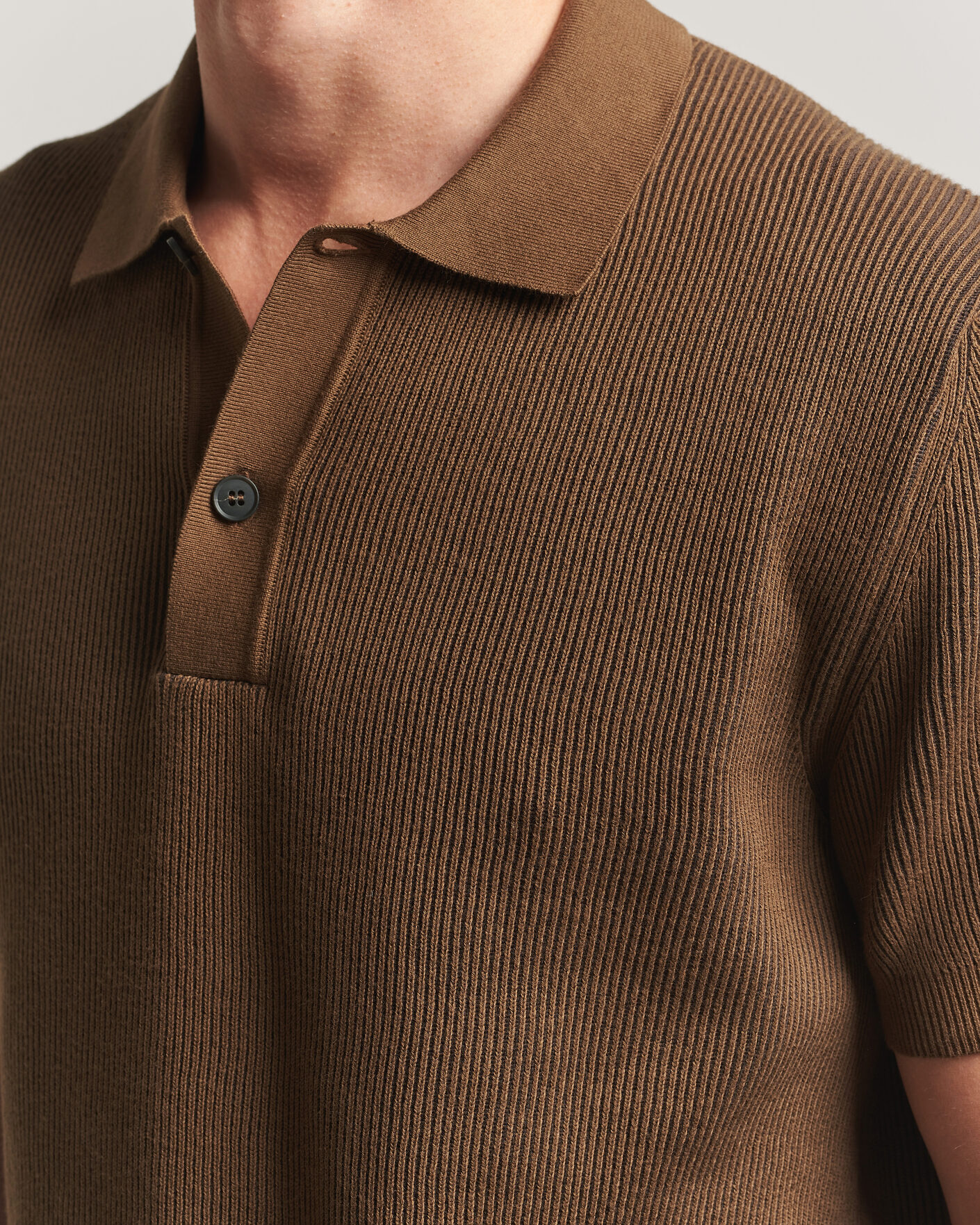 Mies | Pikeet | Sunspel | Knitted Cotton Rib Polo Bronze
