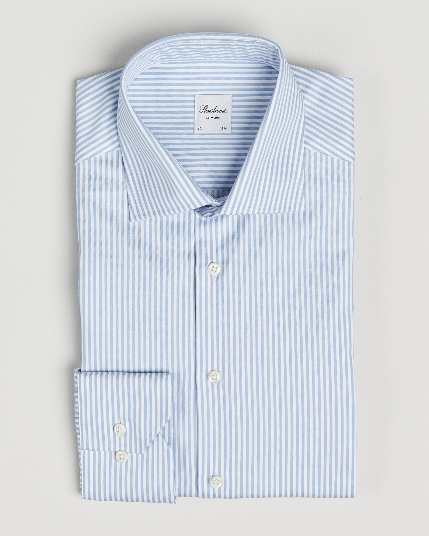 Mies | Kauluspaidat | Stenströms | Slimline Stripe Cut Away Shirt Light Blue