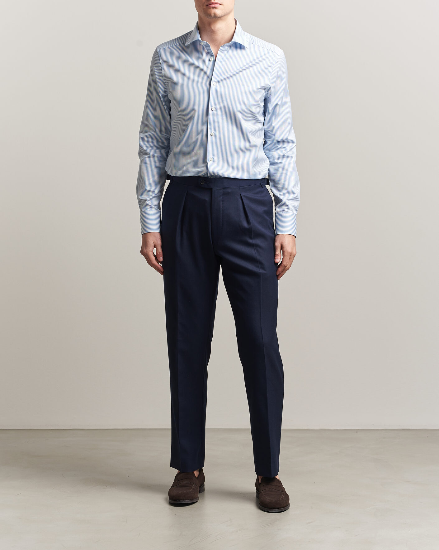 Mies | Kauluspaidat | Stenströms | Slimline Stripe Cut Away Shirt Light Blue