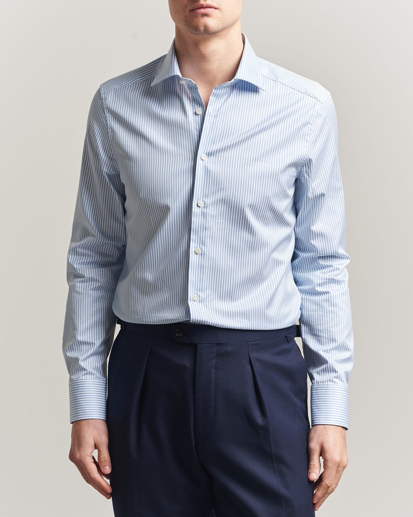 Mies | Kauluspaidat | Stenströms | Slimline Stripe Cut Away Shirt Light Blue