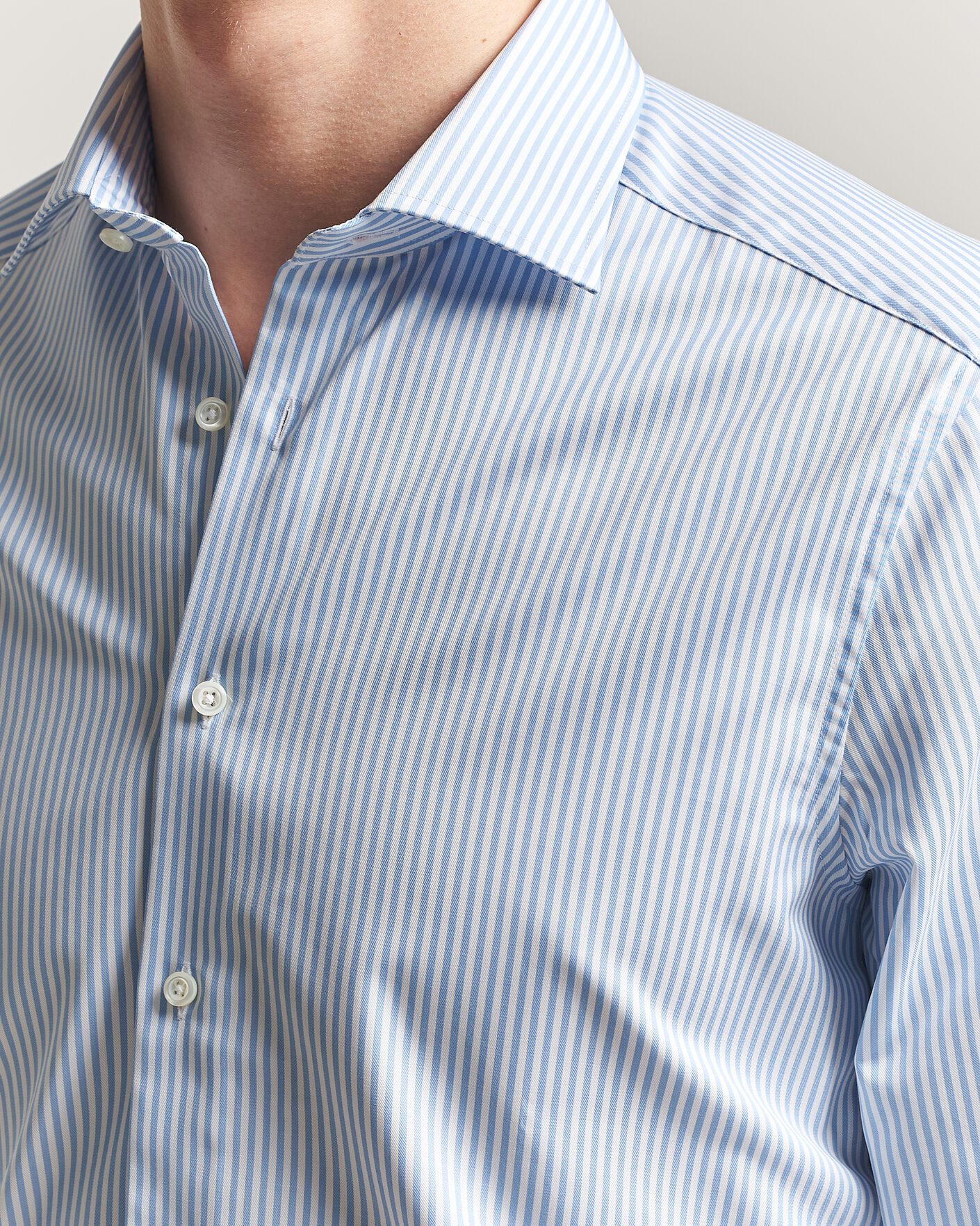 Mies | Kauluspaidat | Stenströms | Slimline Stripe Cut Away Shirt Light Blue