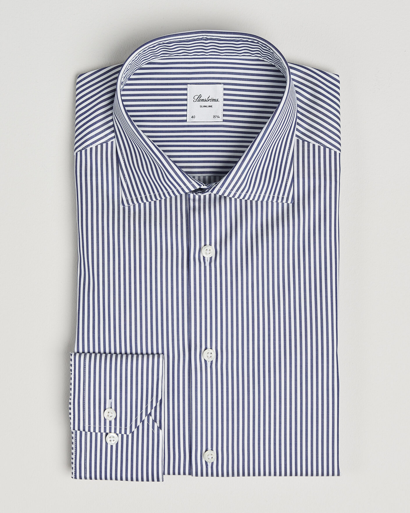 Mies | Kauluspaidat | Stenströms | Slimline Stripe Cut Away Shirt Navy