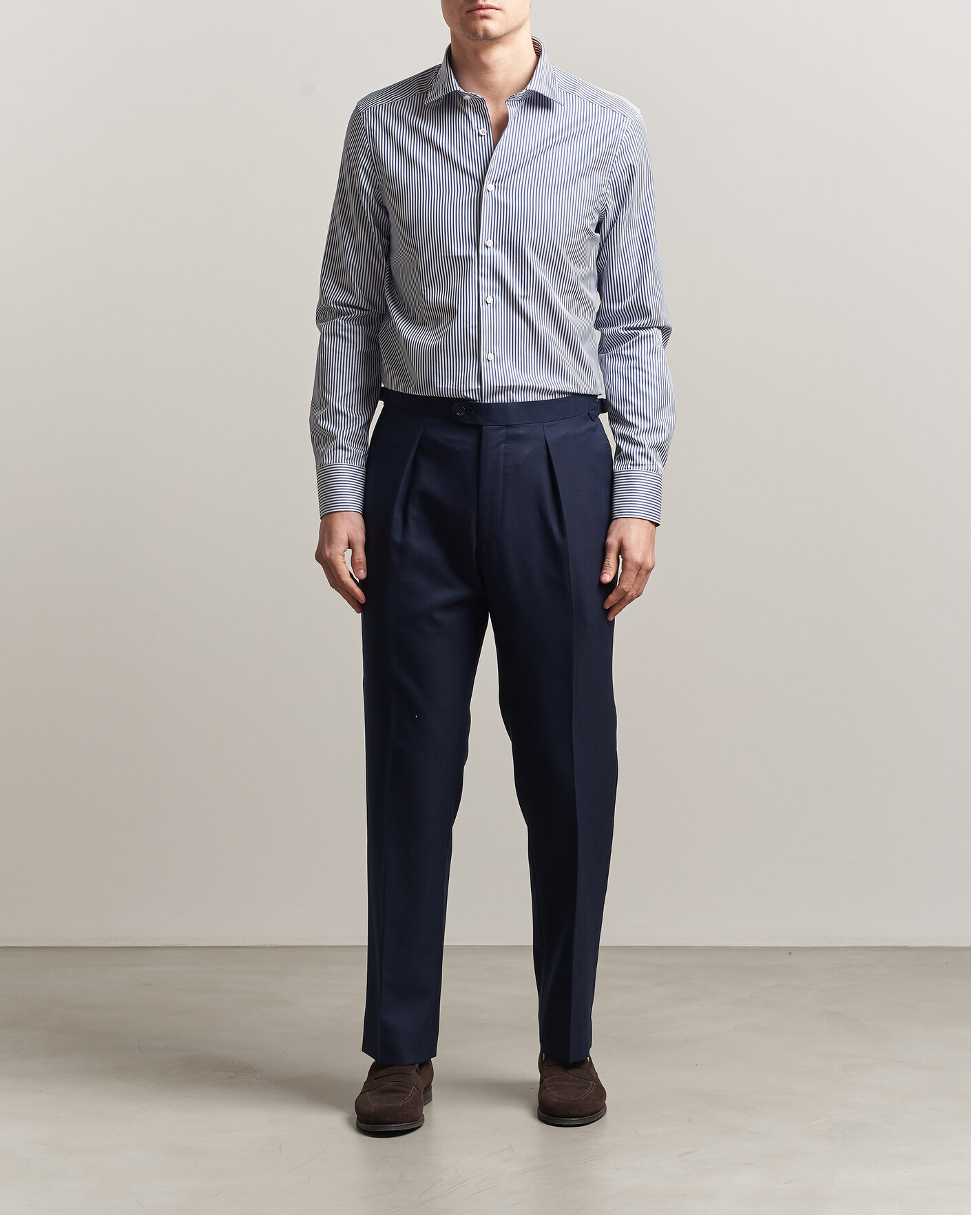 Mies | Kauluspaidat | Stenströms | Slimline Stripe Cut Away Shirt Navy