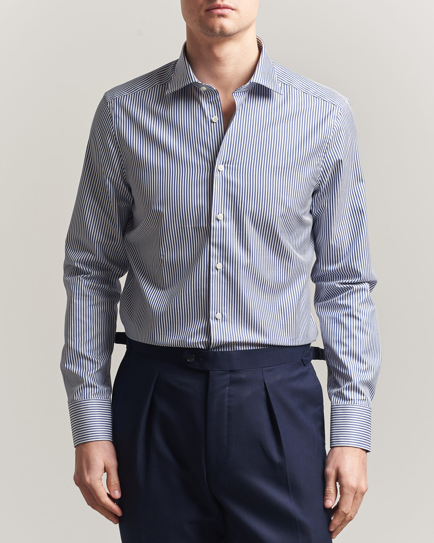 Mies | Kauluspaidat | Stenströms | Slimline Stripe Cut Away Shirt Navy