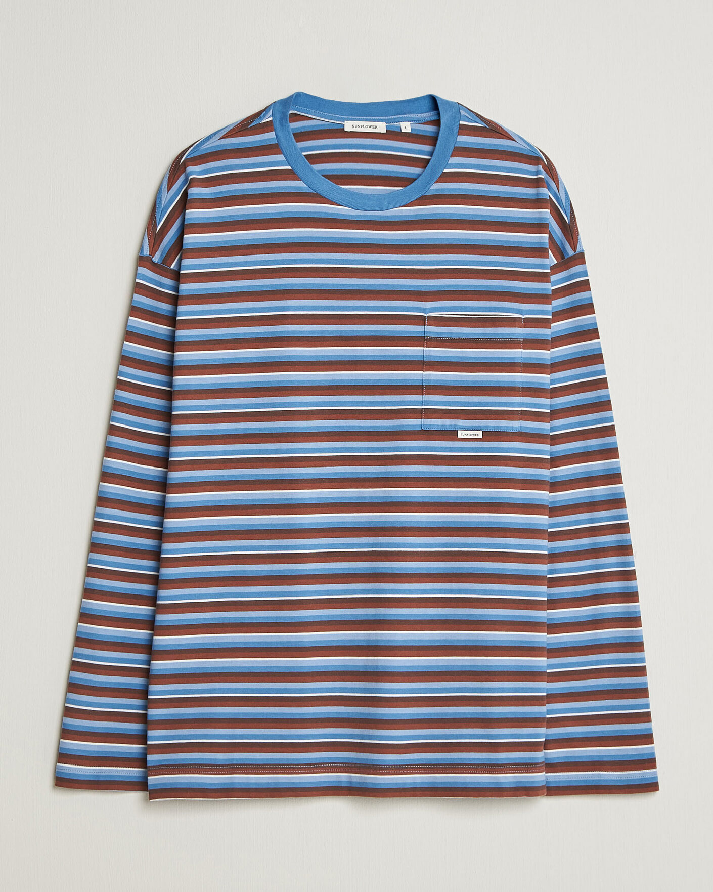 Mies | T-paidat | Sunflower | Long Sleeve Pocket Tee Blue Stripe