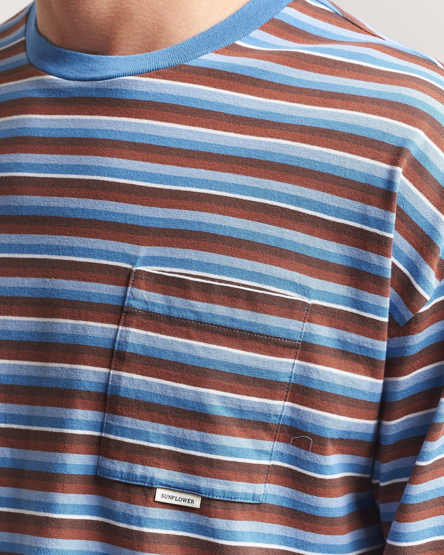 Mies | T-paidat | Sunflower | Long Sleeve Pocket Tee Blue Stripe