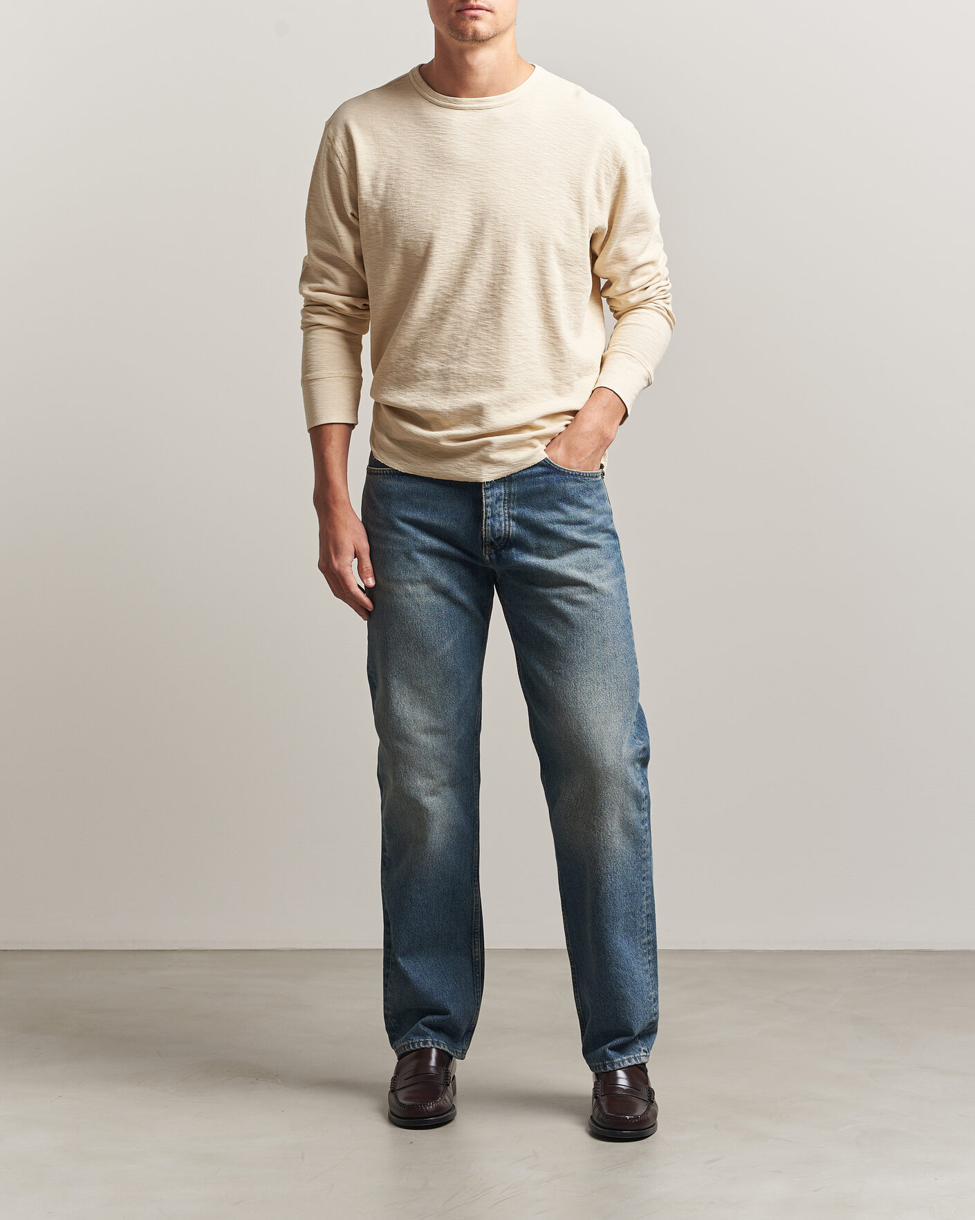 Mies | T-paidat | Sunflower | Long Sleeve Waffle Tee Beige