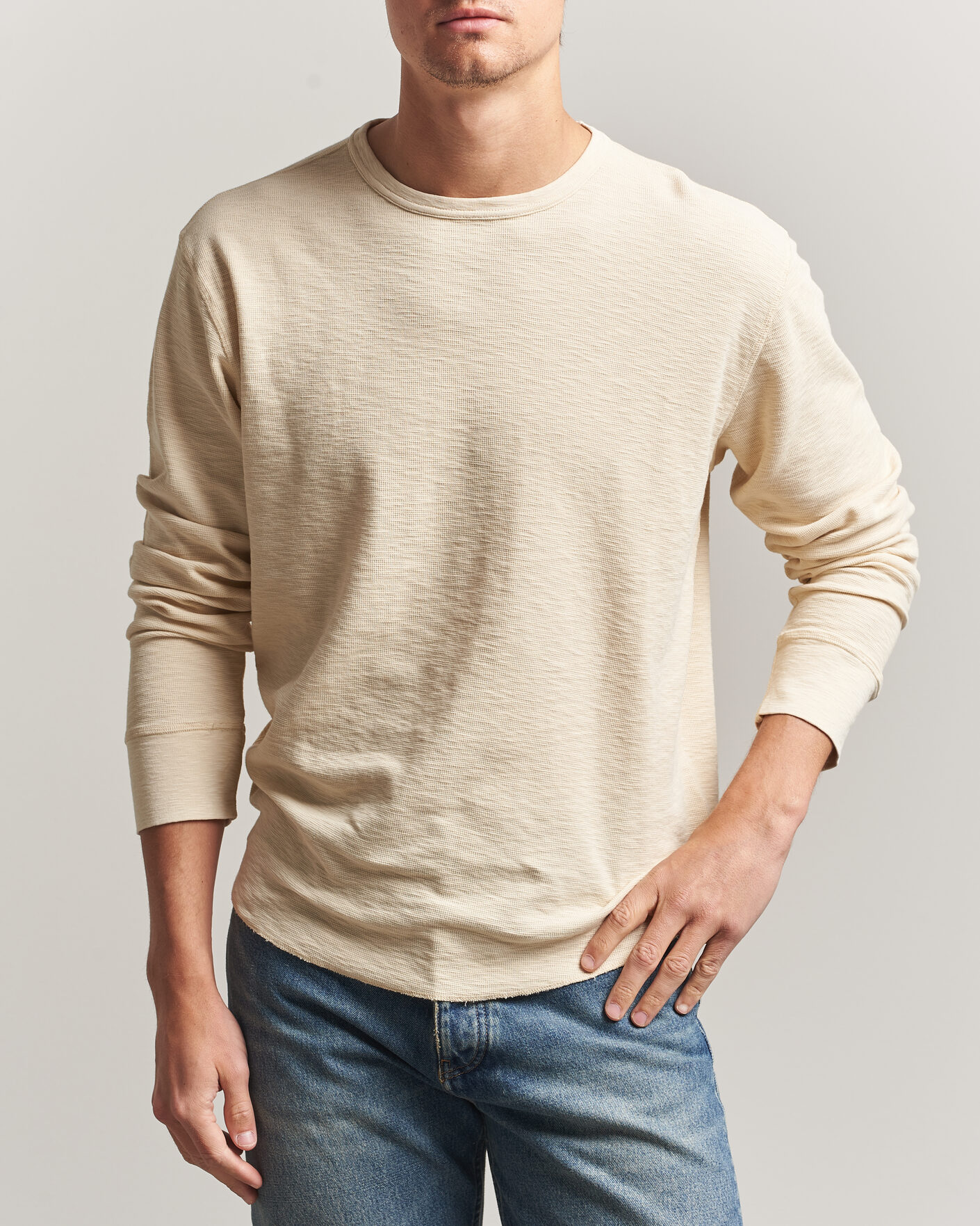 Mies | T-paidat | Sunflower | Long Sleeve Waffle Tee Beige