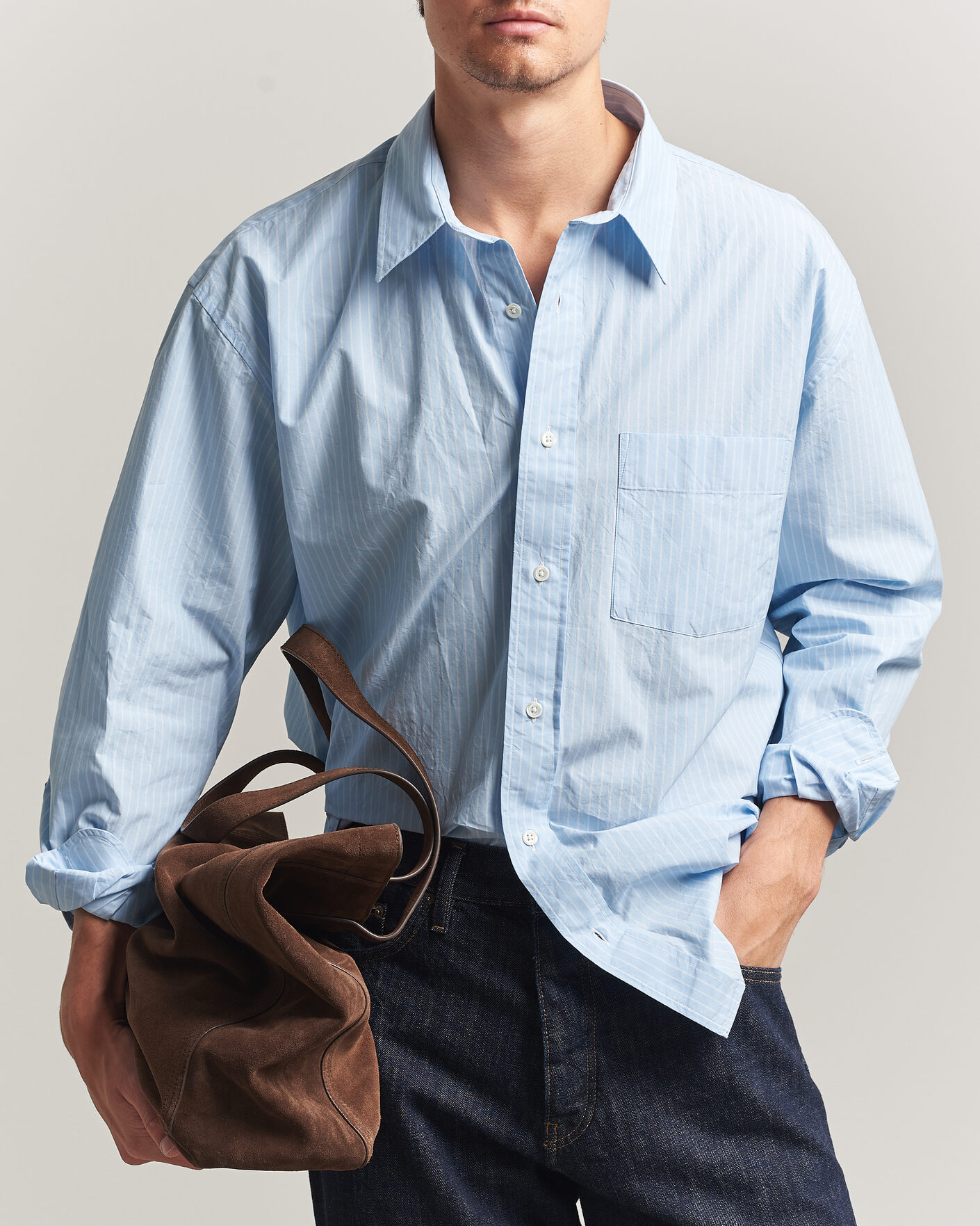 Mies | Kauluspaidat | Sunflower | New Base Shirt Light Blue Stripe