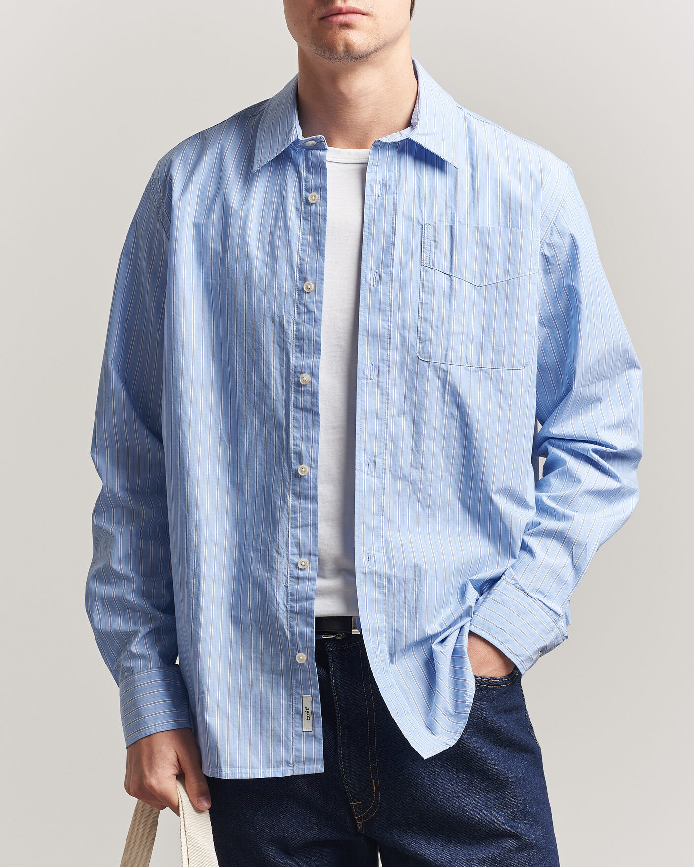 Mies | Kauluspaidat | Forét | Maple Regular Fit Poplin Shirt Light Blue