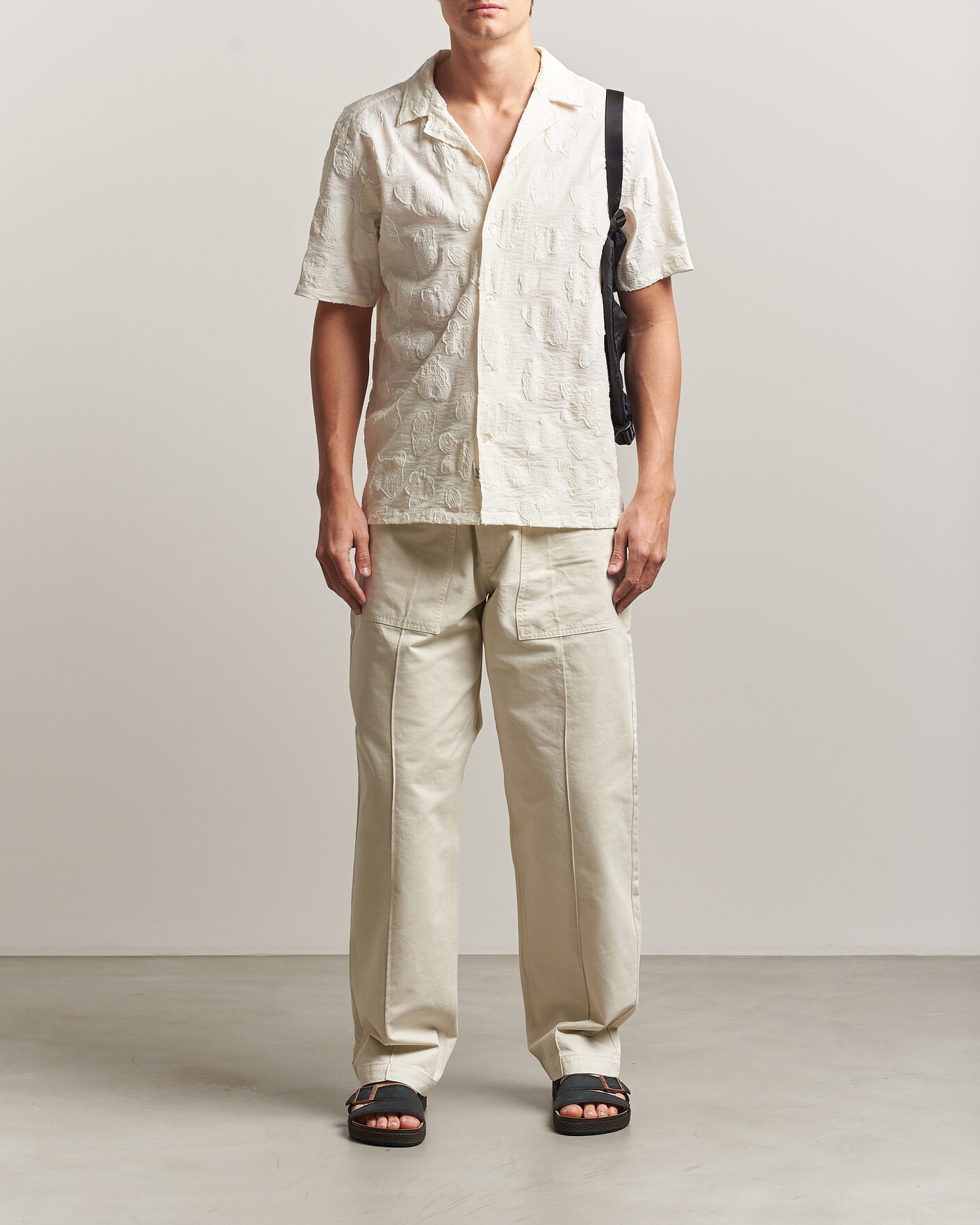 Mies | Kauluspaidat | Forét | Peer Jaquard Short Sleeve Shirt Cloud