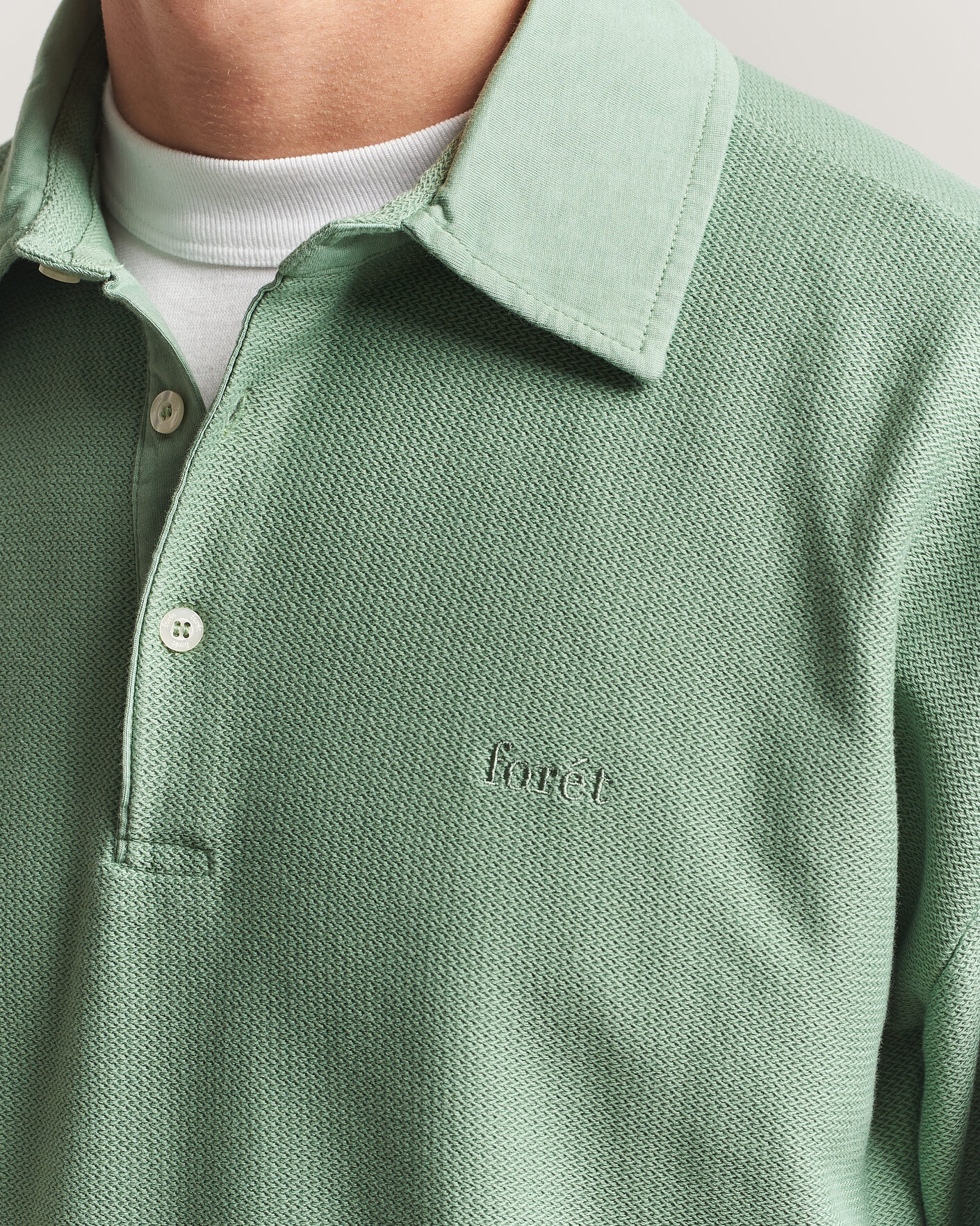 Mies | Pikeet | Forét | Herb Textured Knit Polo Green Oxide