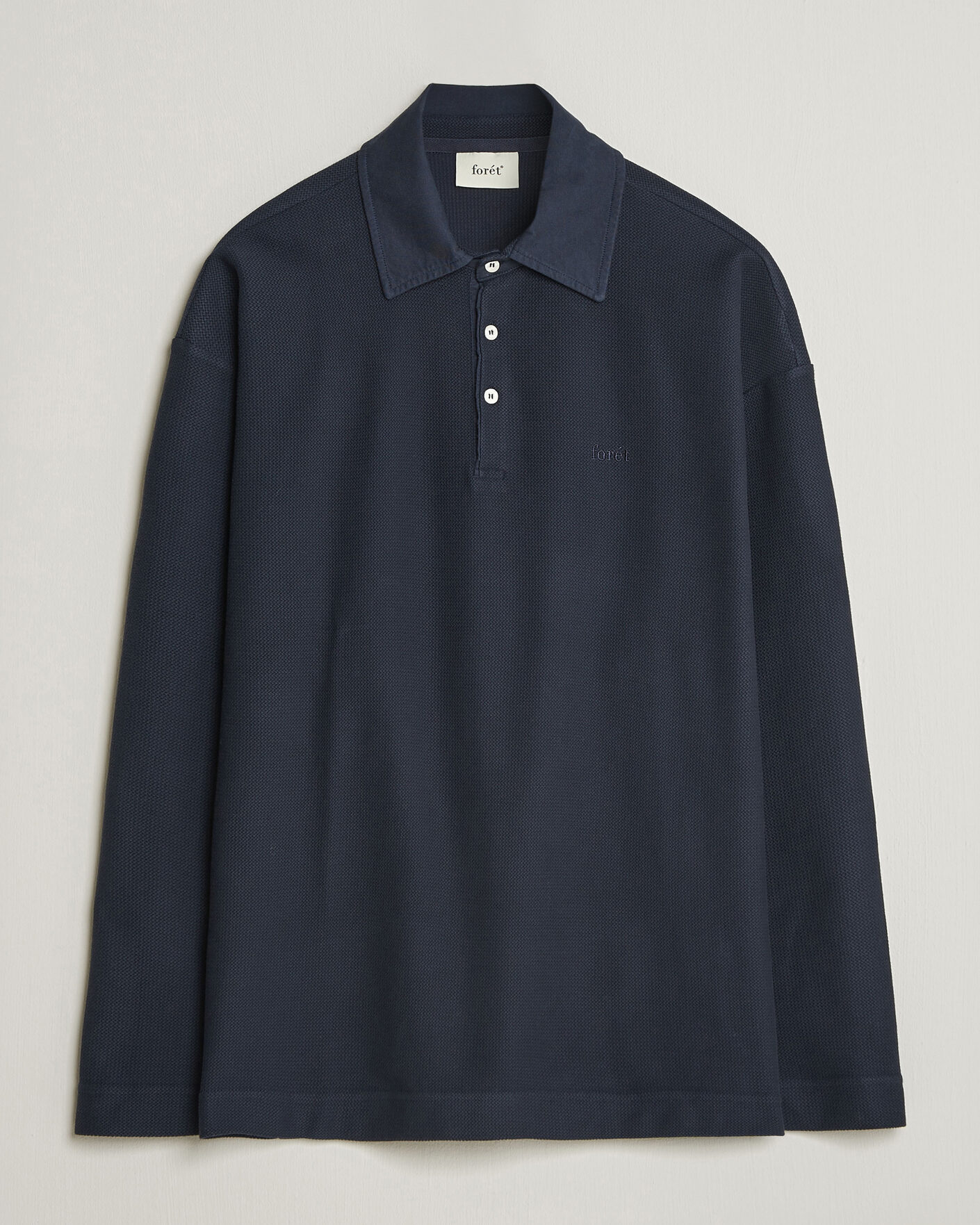 Mies | Puserot | Forét | Herb Textured Knit Polo Navy