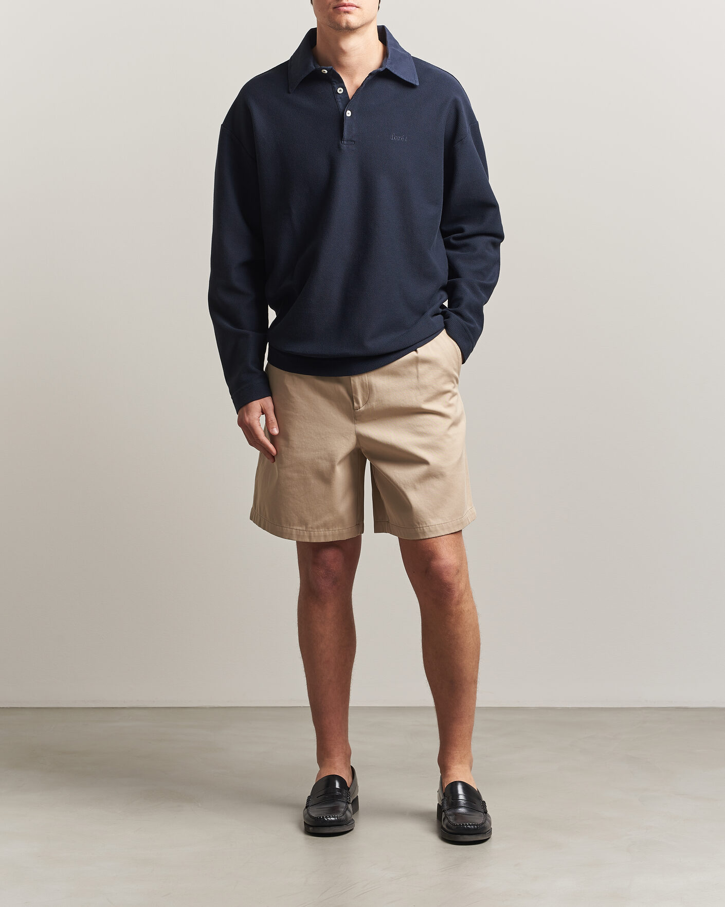 Mies | Puserot | Forét | Herb Textured Knit Polo Navy