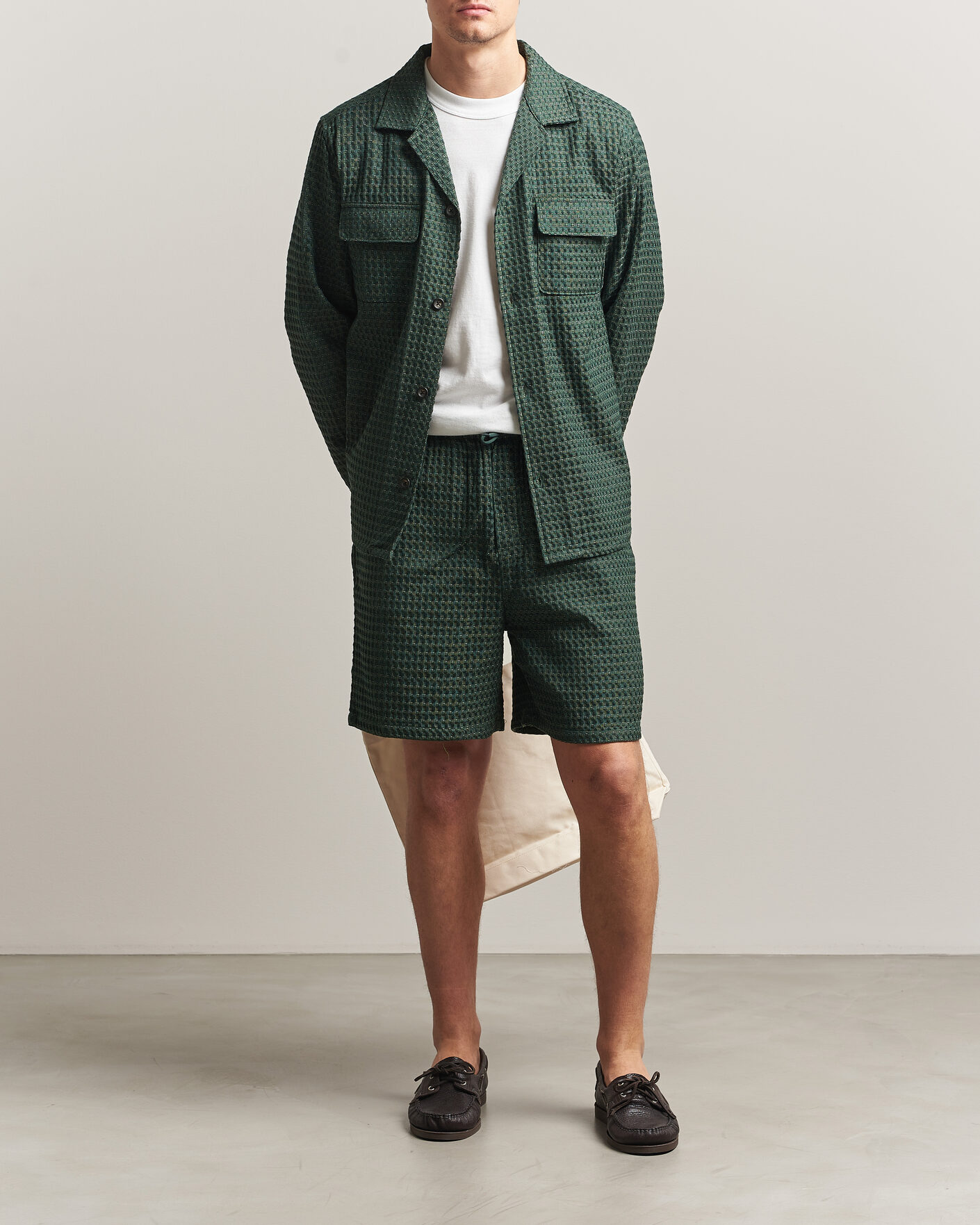Mies | Shortsit | LES DEUX | Check Seersucker Casual Shorts Pine Green
