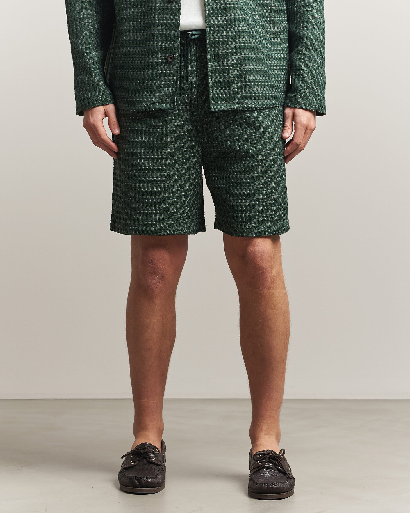 Mies | Shortsit | LES DEUX | Check Seersucker Casual Shorts Pine Green