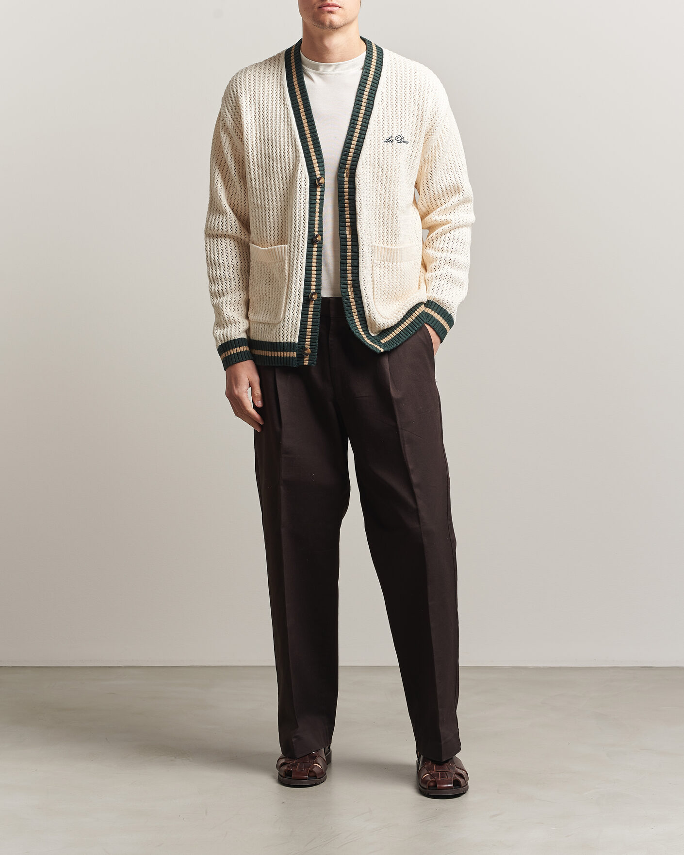 Mies | Puserot | LES DEUX | Lace Knitted Cardigan Eggnog White