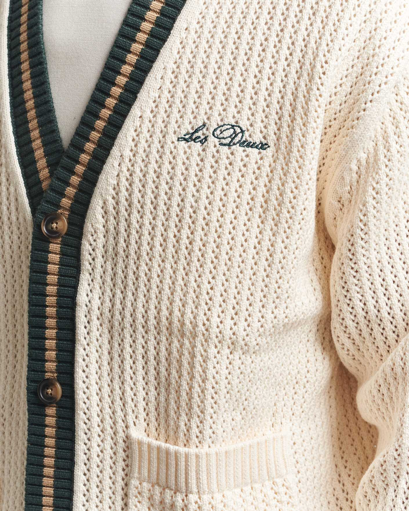 Mies | Puserot | LES DEUX | Lace Knitted Cardigan Eggnog White