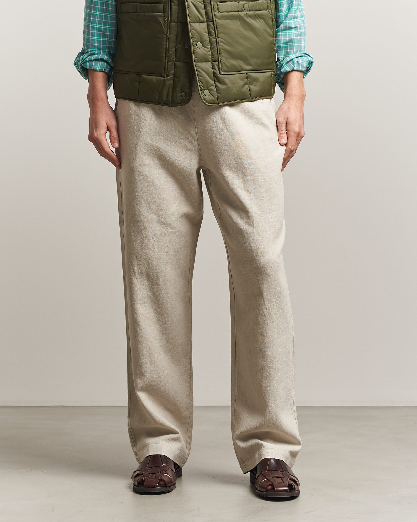 Mies | Housut | LES DEUX | Linen Casual Pants Light Sand