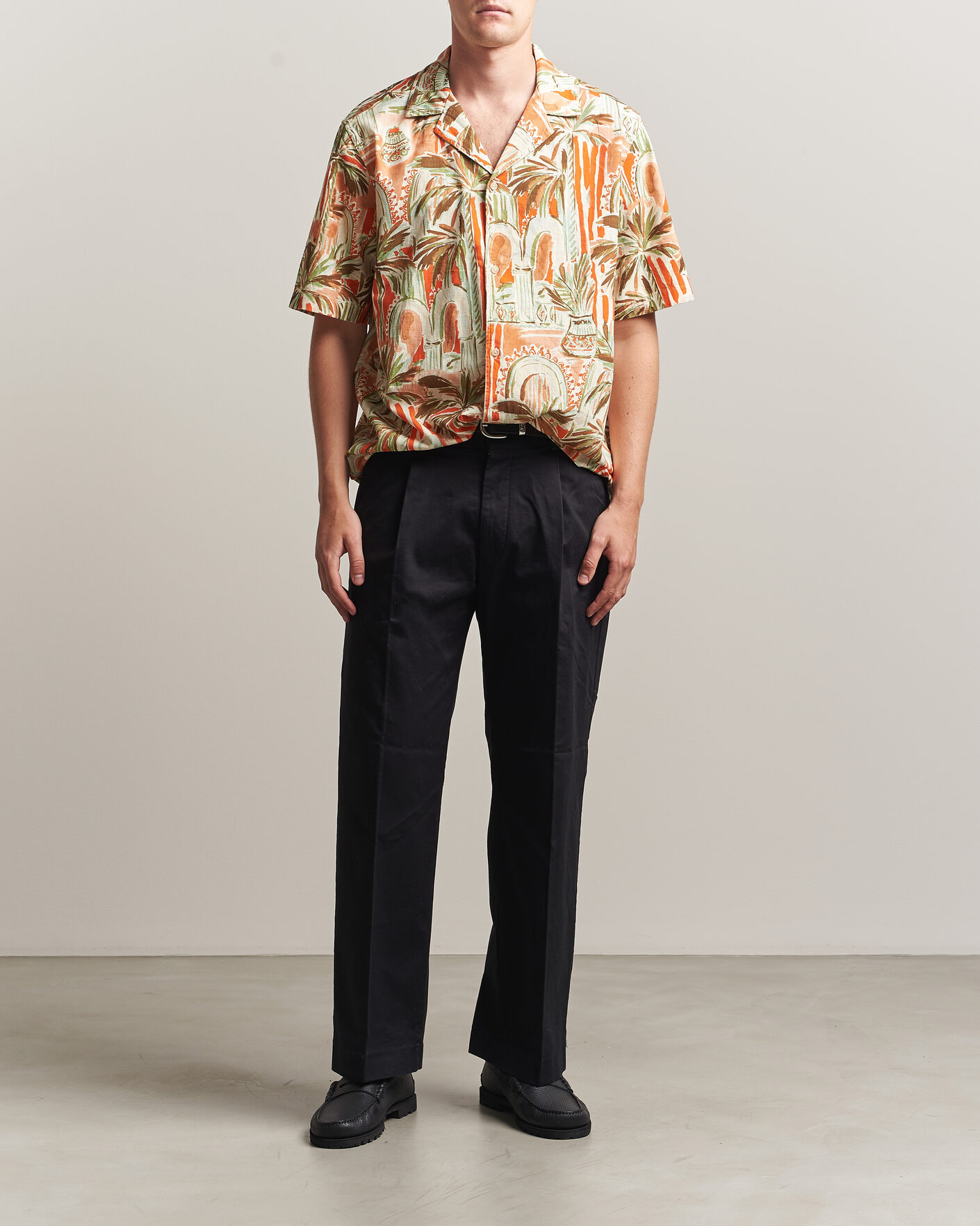 Mies | Kauluspaidat | LES DEUX | Palm AOP Short Sleeve Shirt Multi