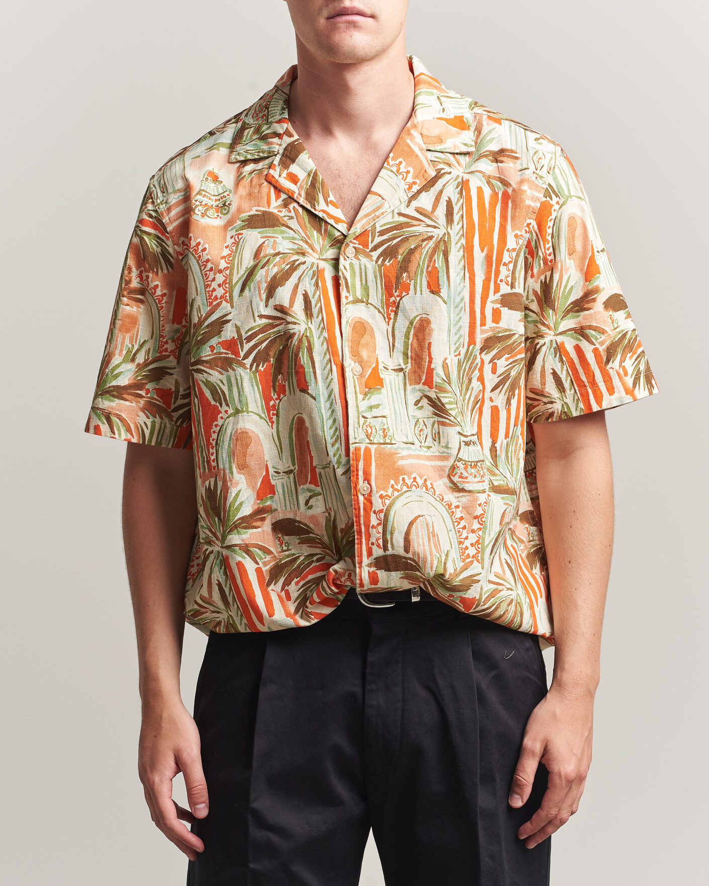Mies | Kauluspaidat | LES DEUX | Palm AOP Short Sleeve Shirt Multi