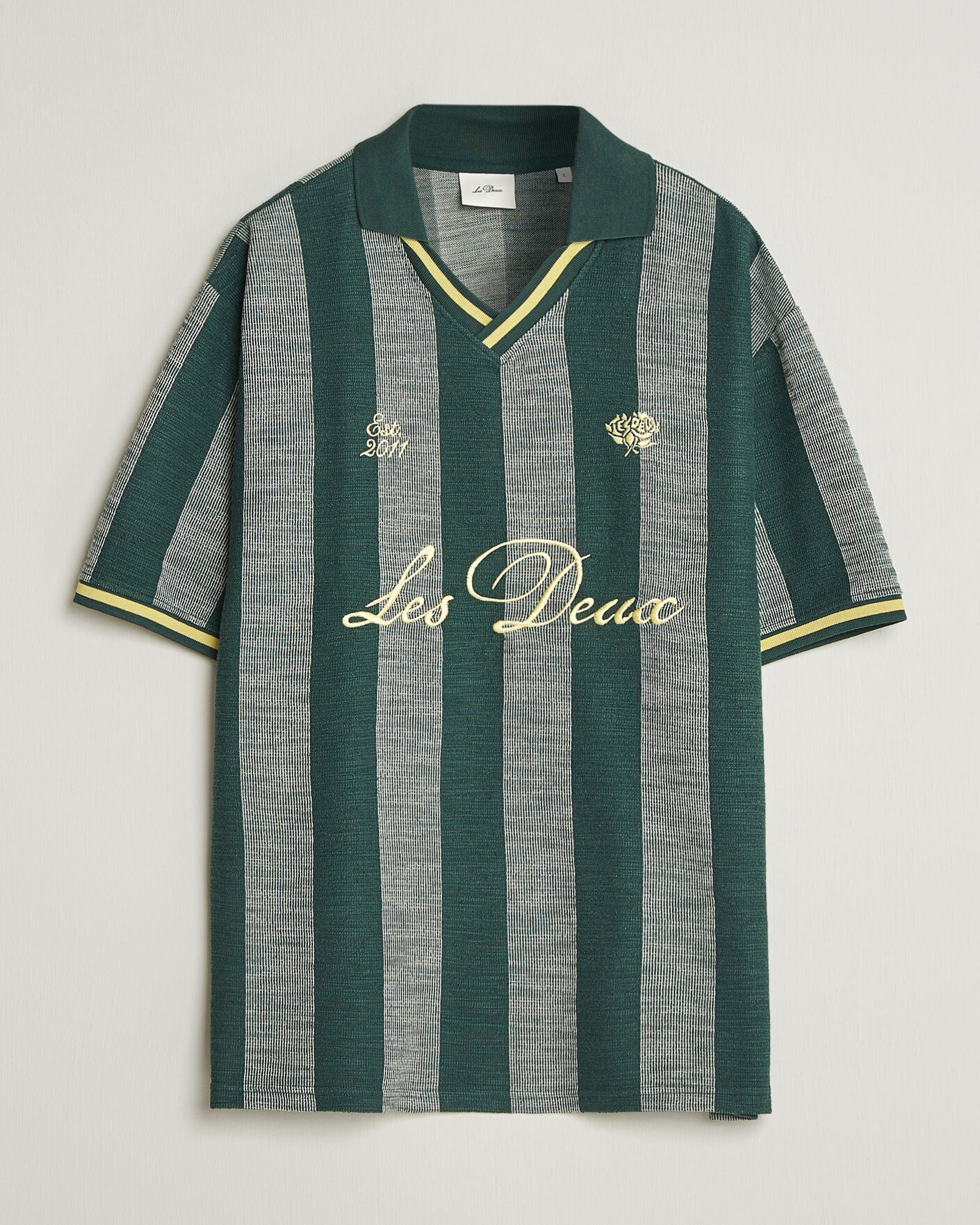 Mies | Pikeet | LES DEUX | Stripe Jacquard Football Jersey Pine Green