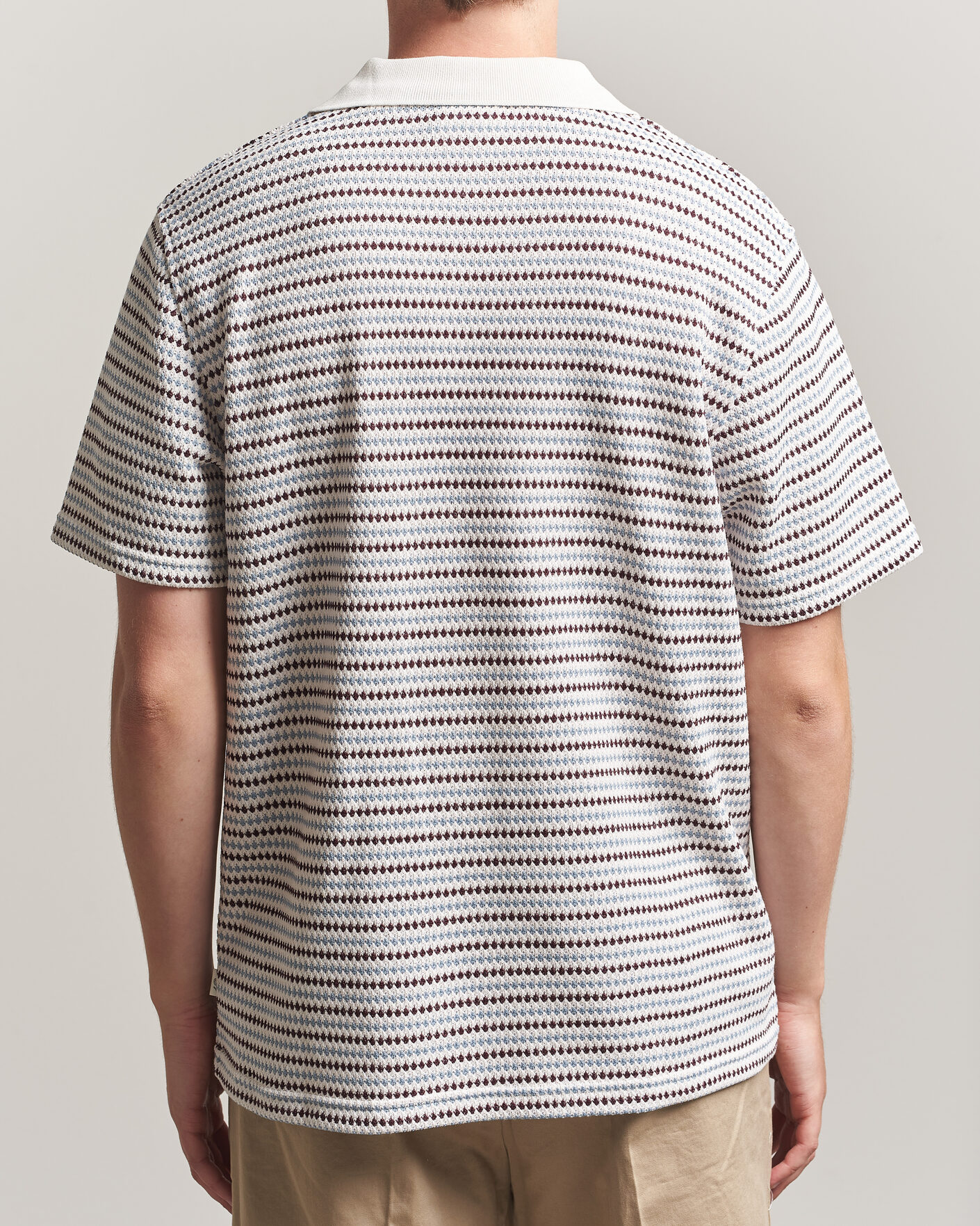 Mies | Pikeet | LES DEUX | Knitted Stripe Polo Eggnog White