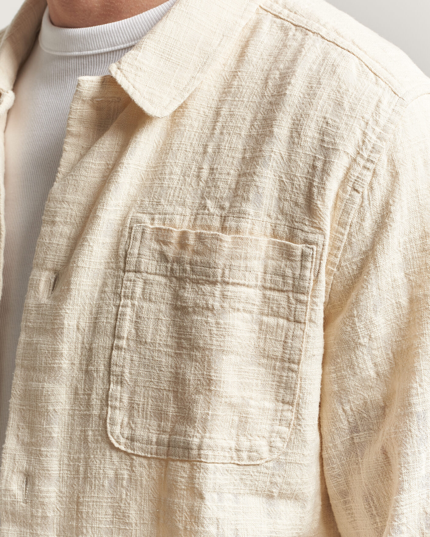 Mies | Kauluspaidat | LES DEUX | Textured Slub Overshirt Ivory