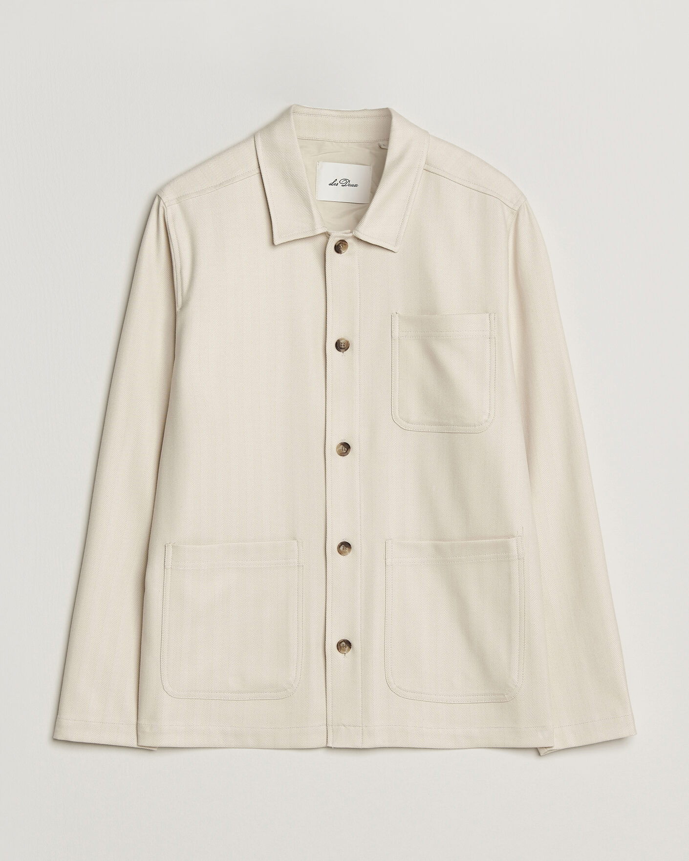 Mies | Kauluspaidat | LES DEUX | Herringbone Overshirt Ivory