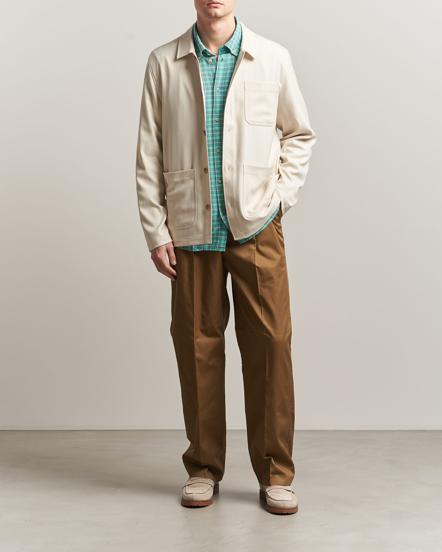 Mies | Kauluspaidat | LES DEUX | Herringbone Overshirt Ivory