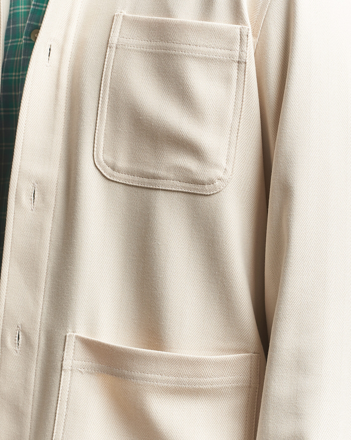 Mies | Kauluspaidat | LES DEUX | Herringbone Overshirt Ivory