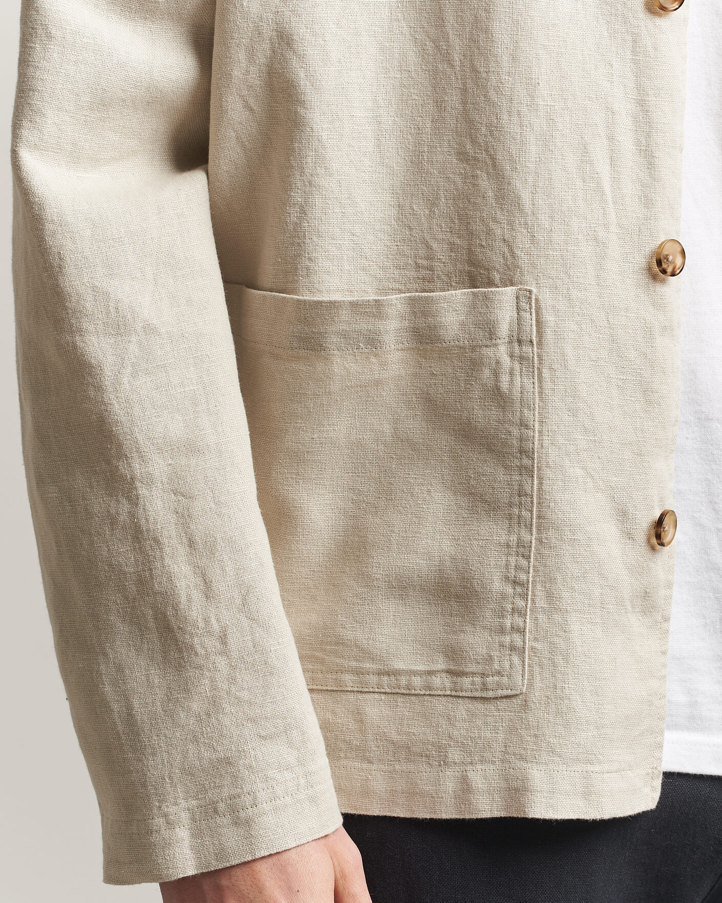 Mies | Kauluspaidat | LES DEUX | Linen Overshirt Light Sand