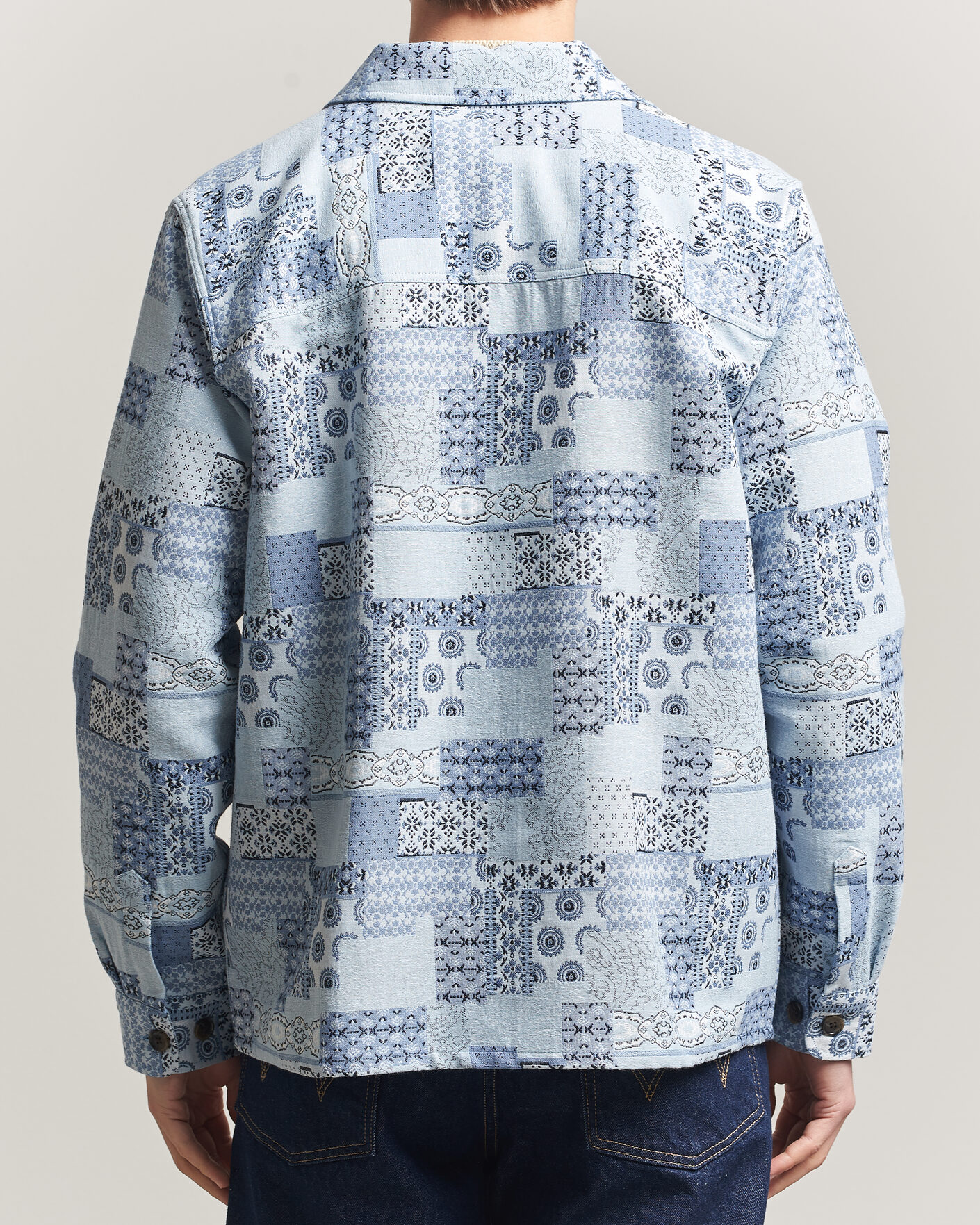 Mies | Kauluspaidat | LES DEUX | Patchwork Jacquard Overshirt Skyway Blue