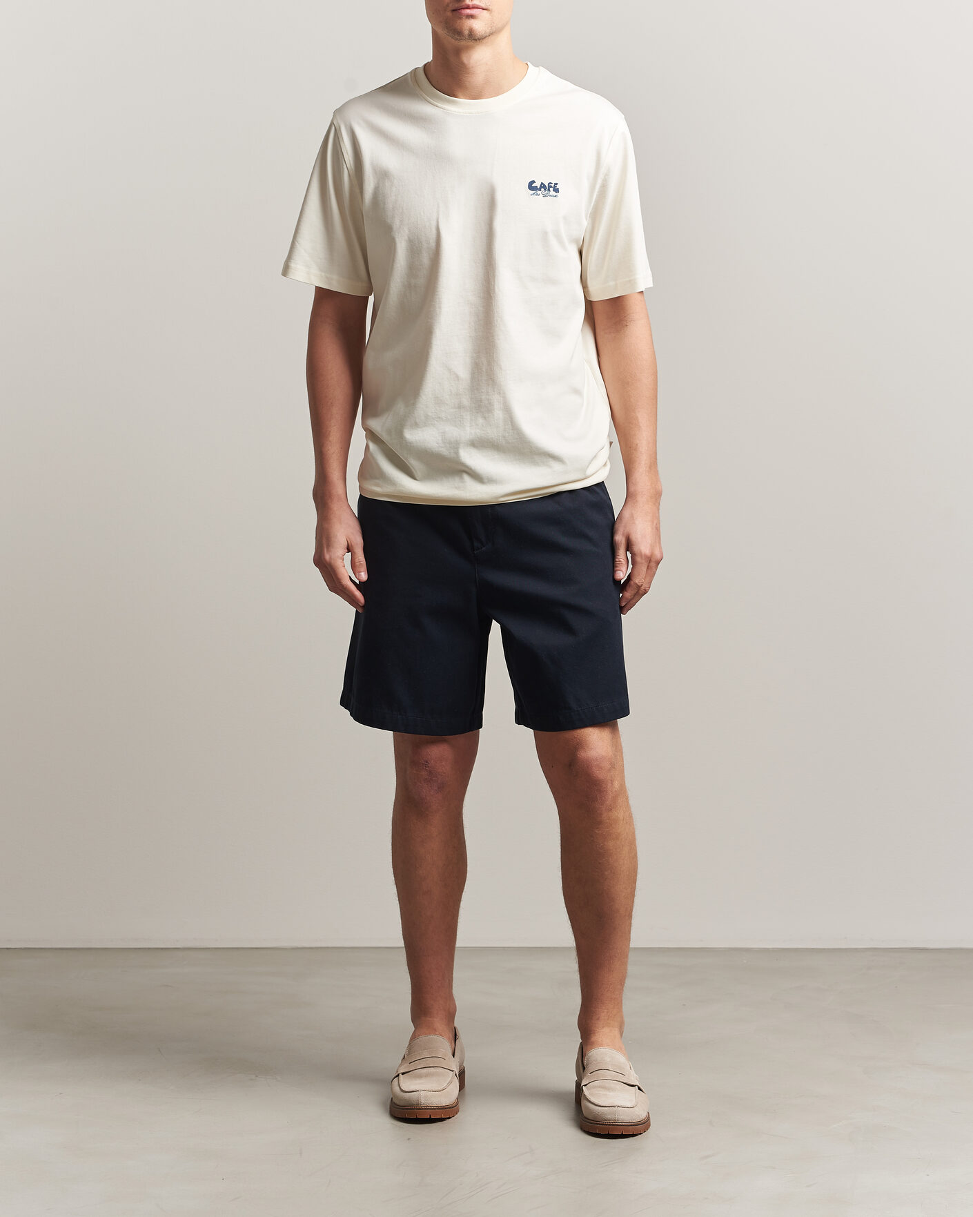 Mies | T-paidat | LES DEUX | Café Backprint T-Shirt Light Ivory