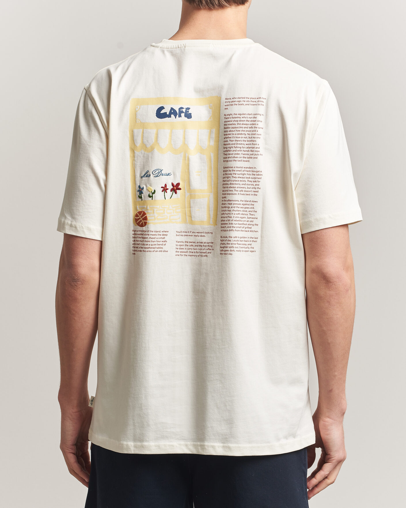 Mies | T-paidat | LES DEUX | Café Backprint T-Shirt Light Ivory