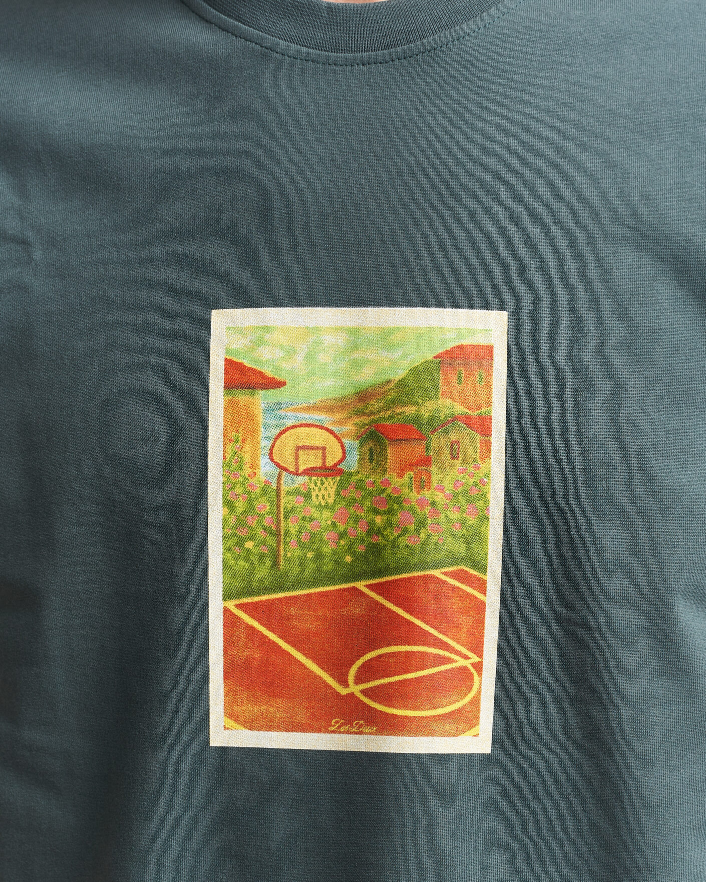 Mies | T-paidat | LES DEUX | Court Printed T-Shirt Pine Green
