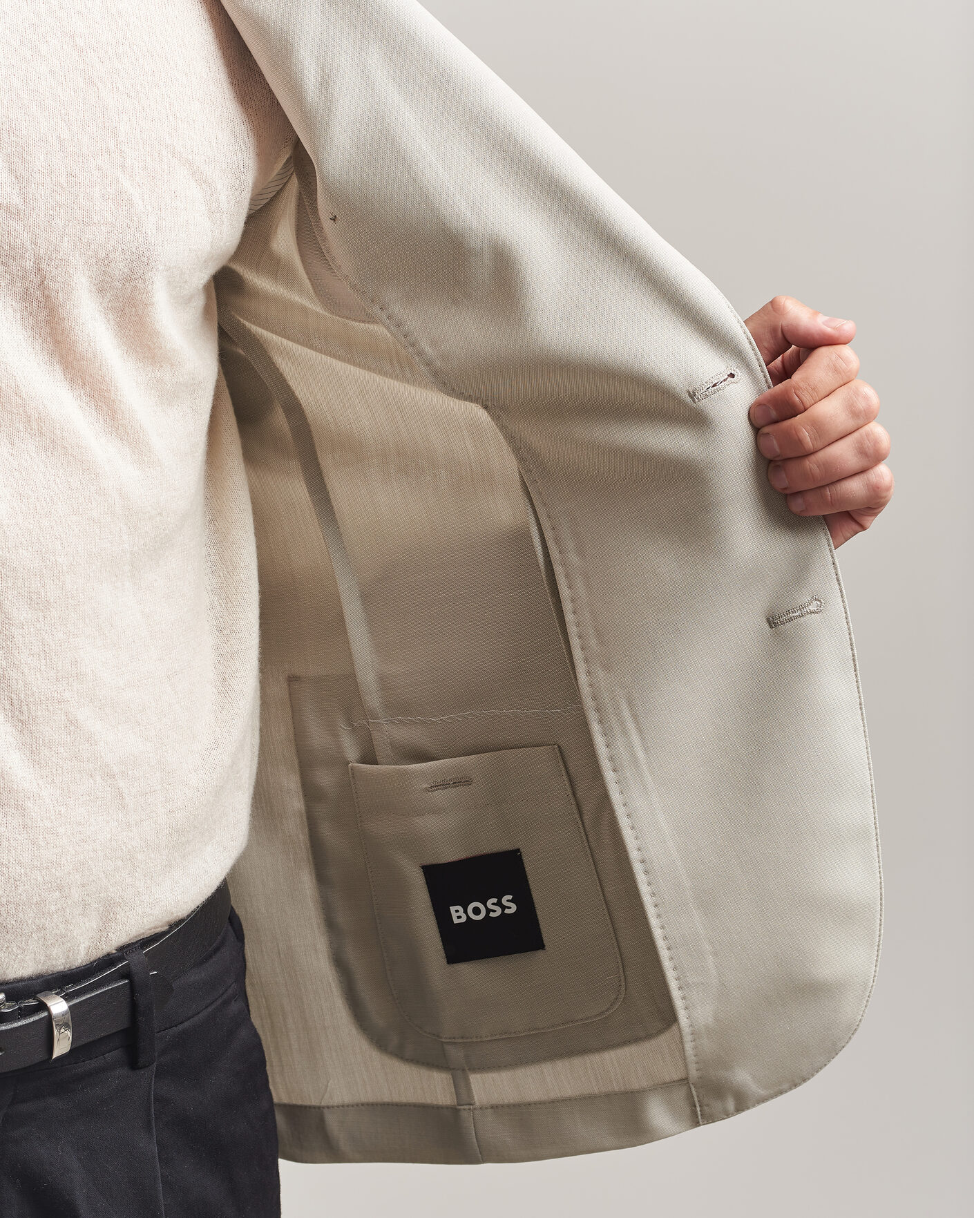 Mies | Pikkutakit | BOSS BLACK | Hanry Wool Patch Pocket Blazer Light Beige