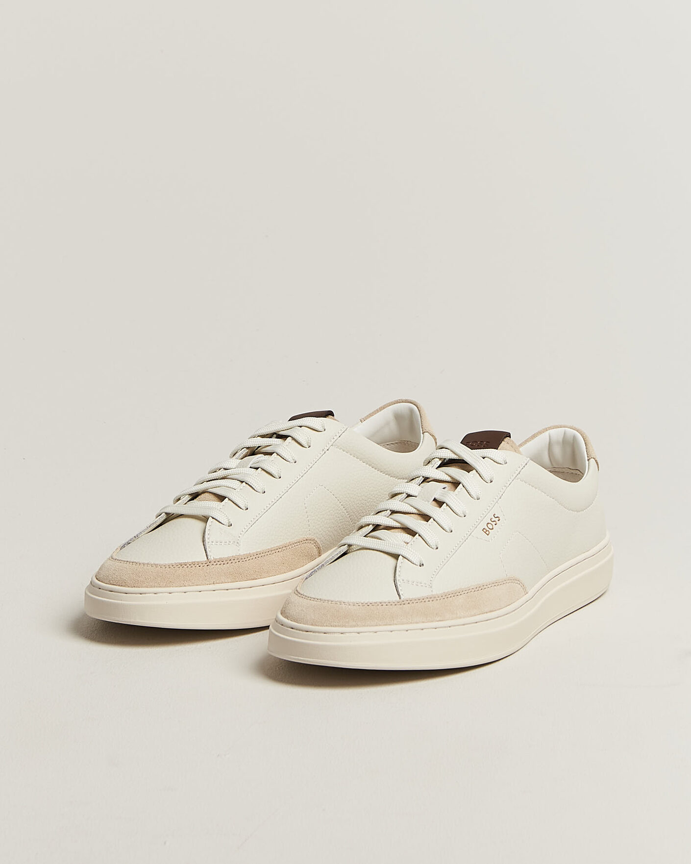 Mies | Tennarit | BOSS BLACK | Kieran Leather/Suede Sneaker Open White